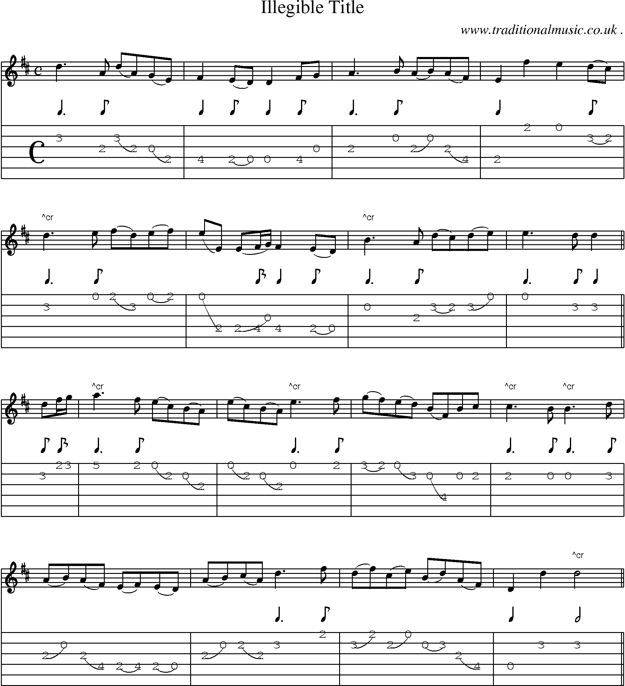 Sheet-Music and Guitar Tabs for Illegible Title