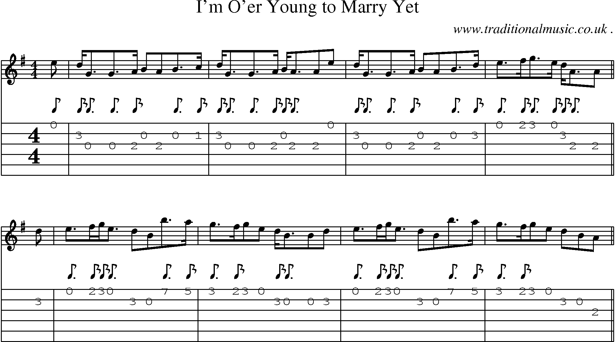 Sheet-Music and Guitar Tabs for Im Oer Young To Marry Yet