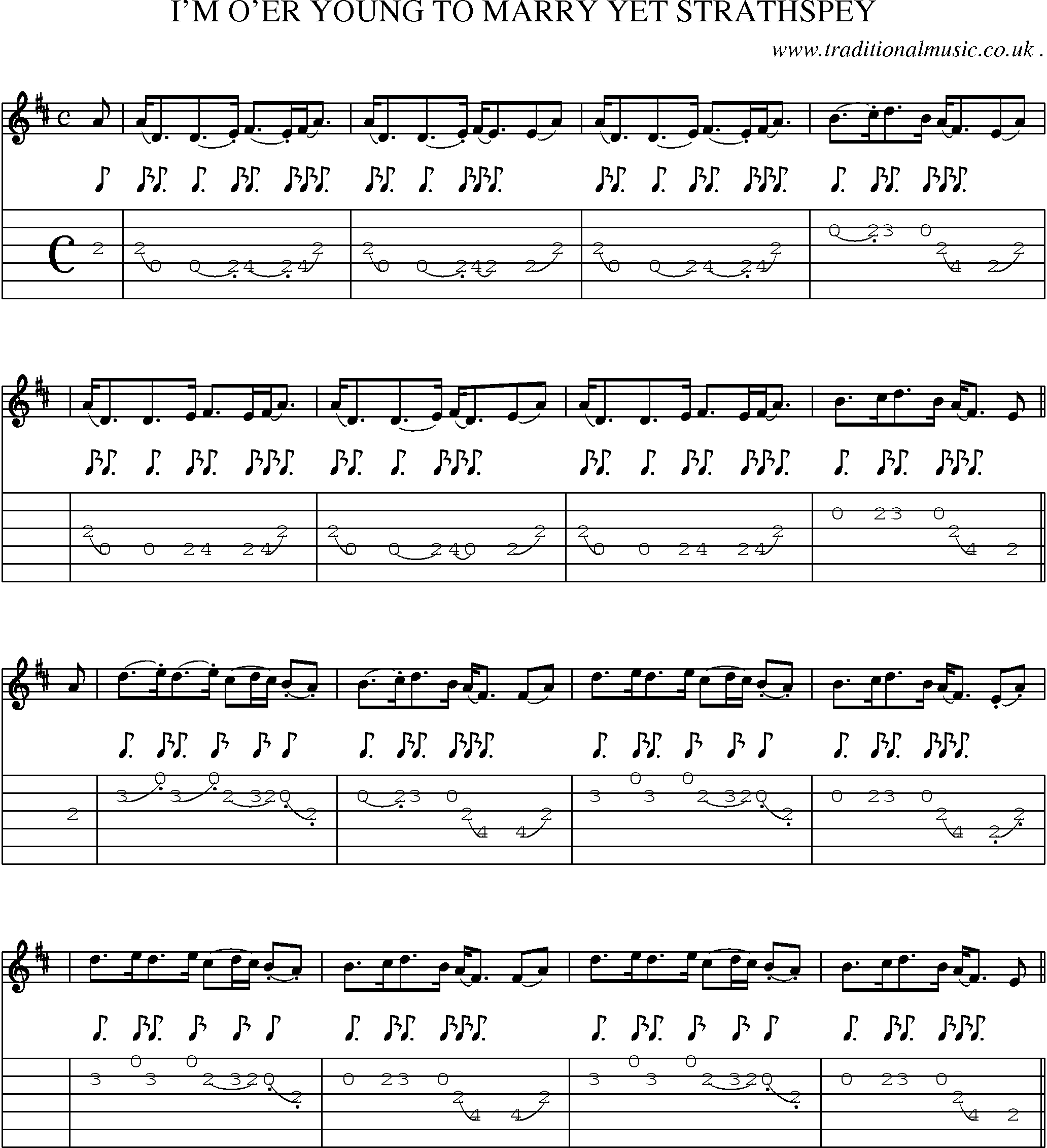Sheet-Music and Guitar Tabs for Im Oer Young To Marry Yet Strathspey