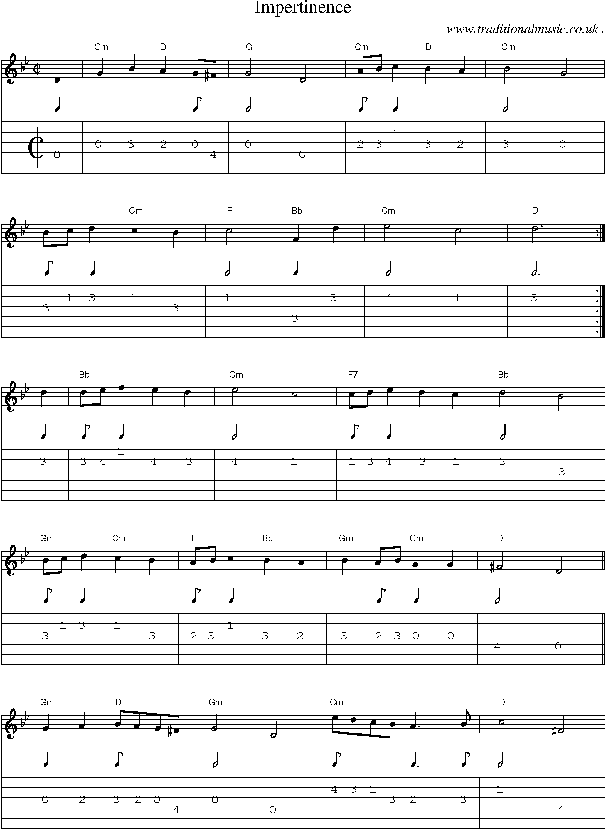 Sheet-Music and Guitar Tabs for Impertinence