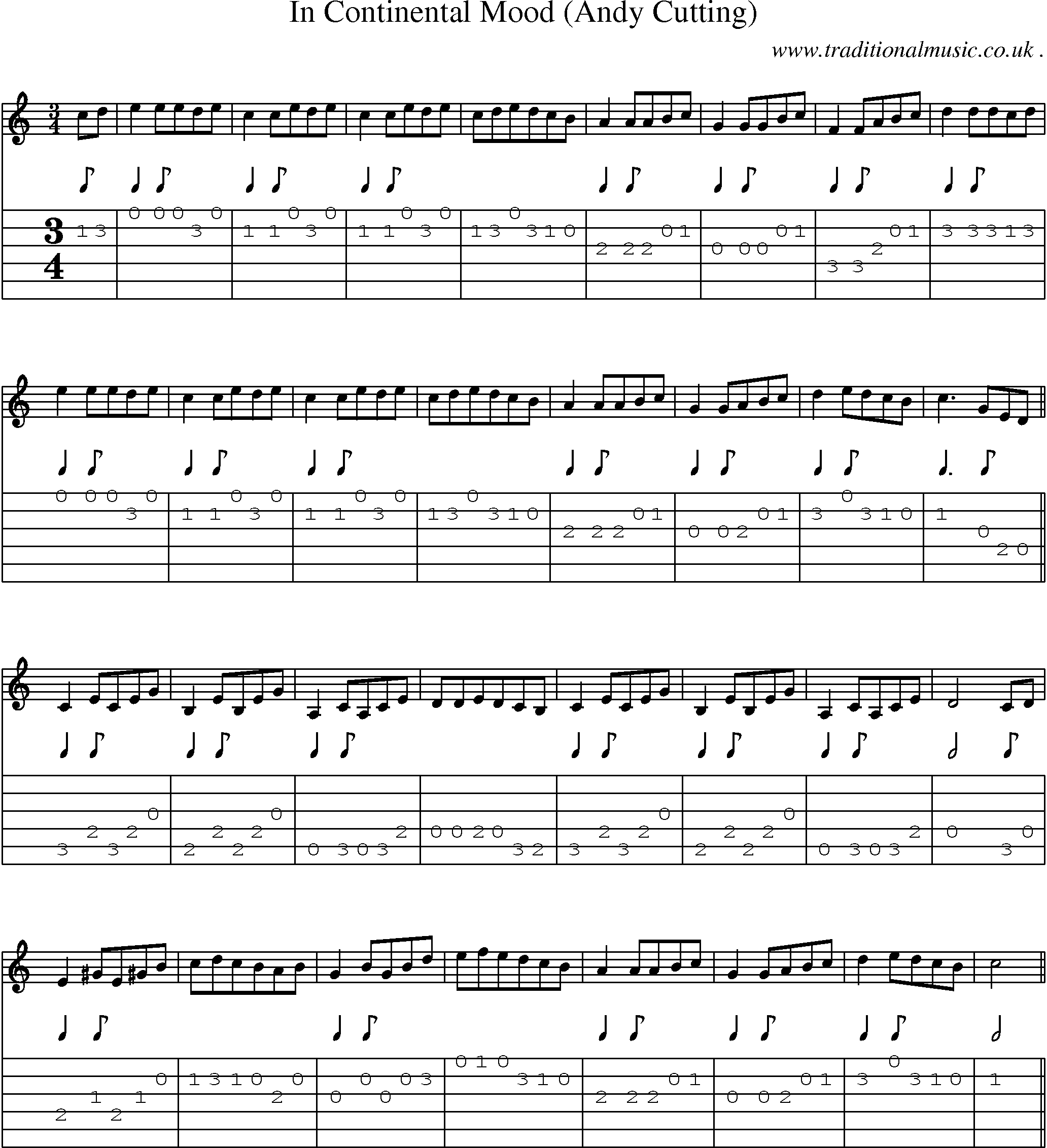 Sheet-Music and Guitar Tabs for In Continental Mood (andy Cutting)