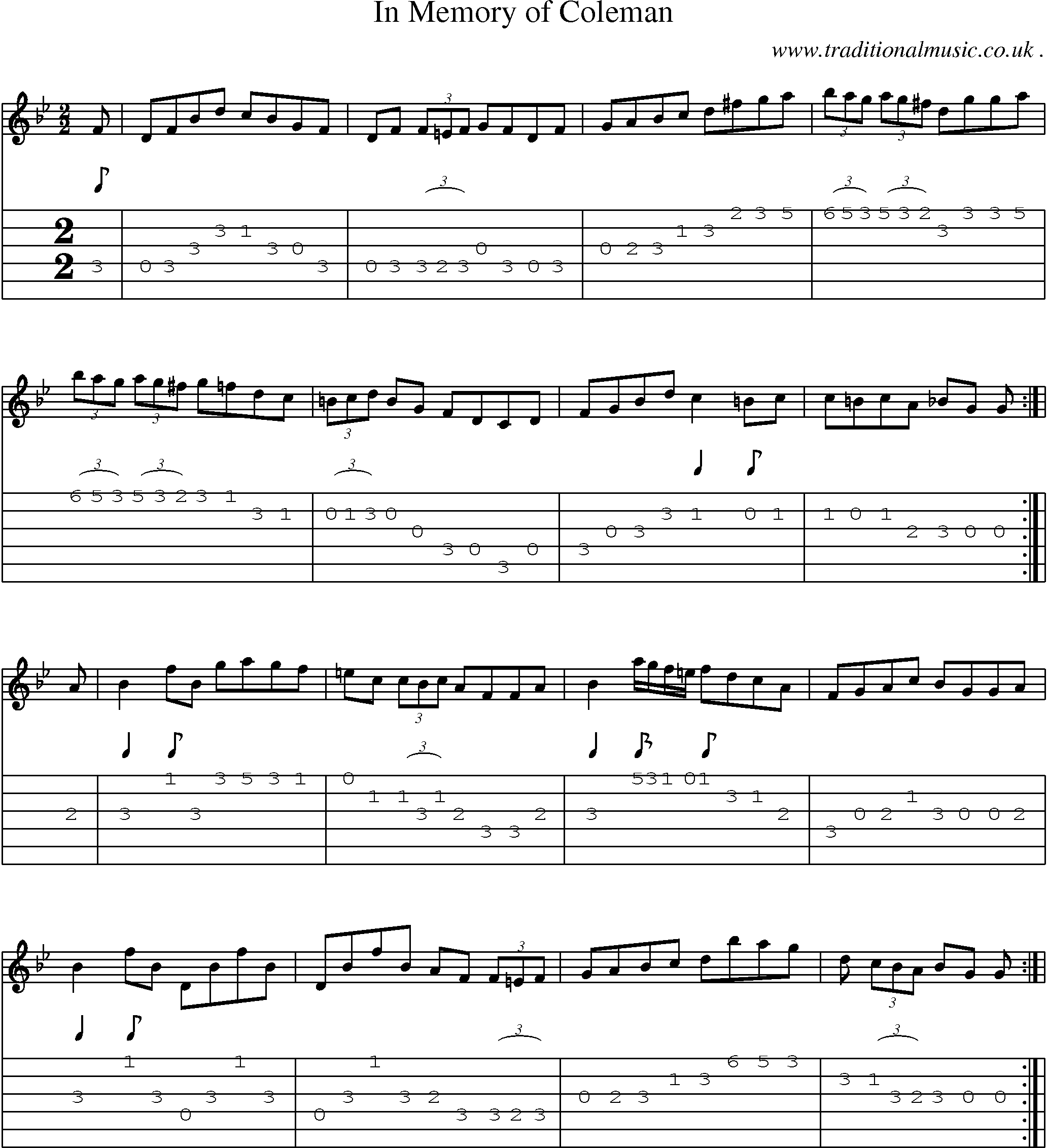 Sheet-Music and Guitar Tabs for In Memory Of Coleman