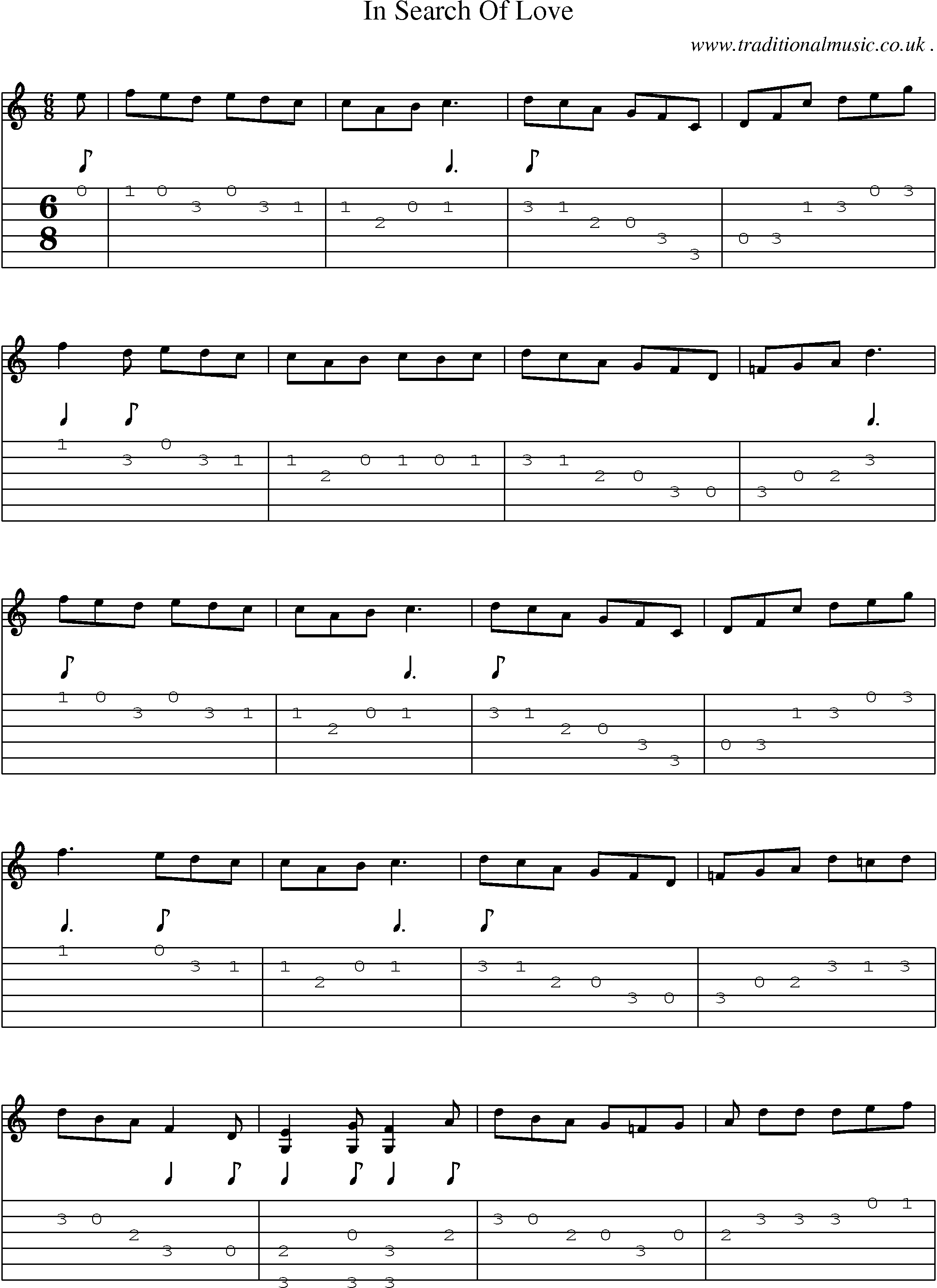 Sheet-Music and Guitar Tabs for In Search Of Love