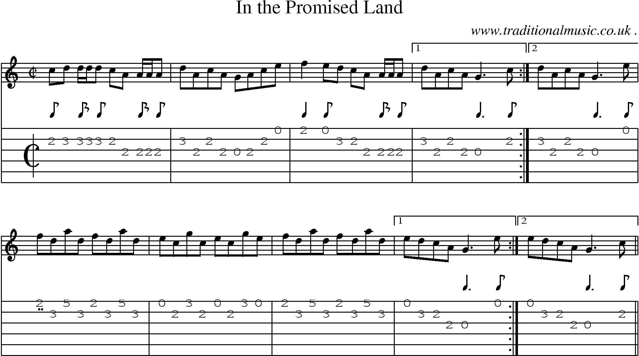 Sheet-Music and Guitar Tabs for In The Promised Land