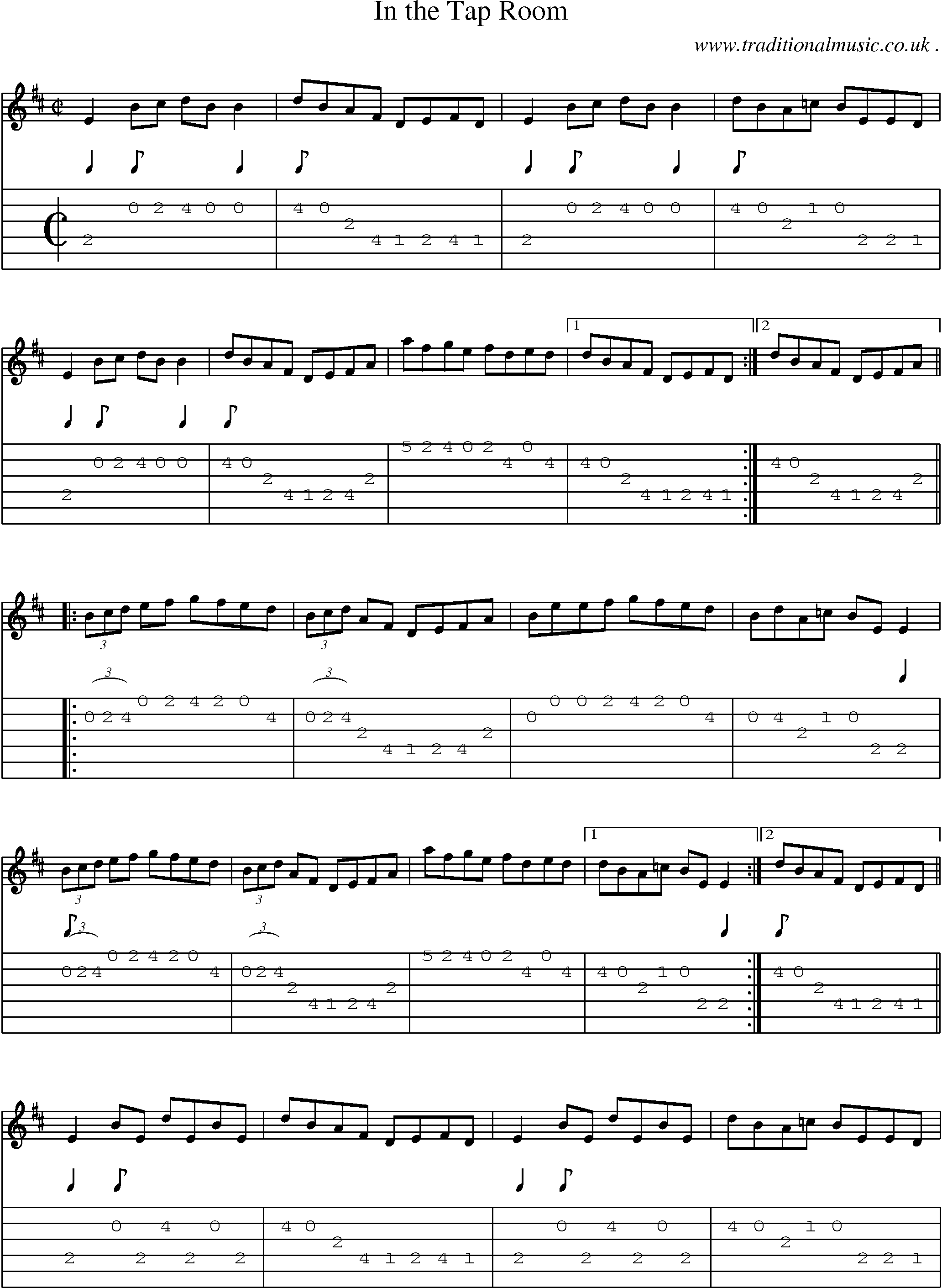 Sheet-Music and Guitar Tabs for In The Tap Room