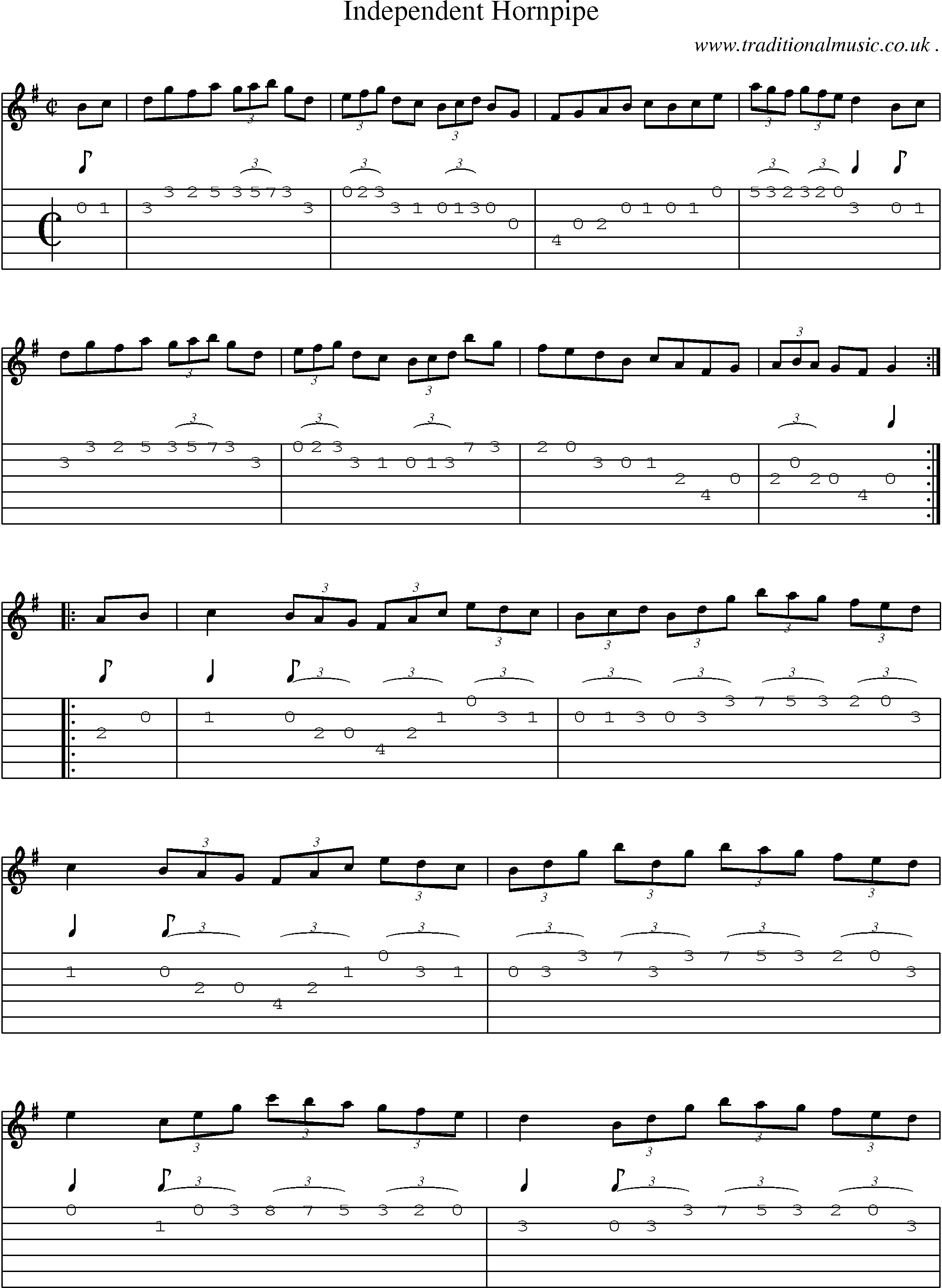 Sheet-Music and Guitar Tabs for Independent Hornpipe
