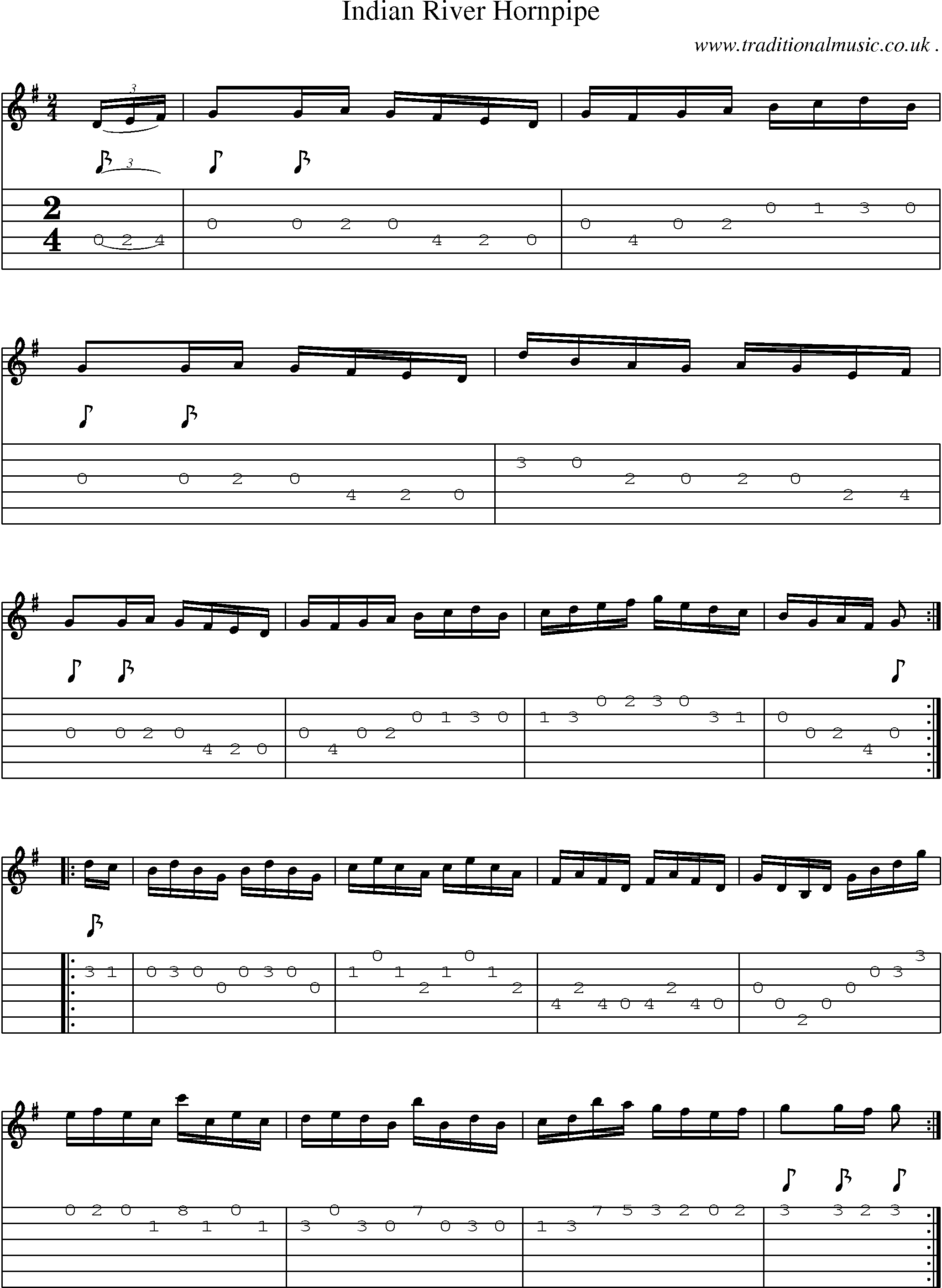 Sheet-Music and Guitar Tabs for Indian River Hornpipe