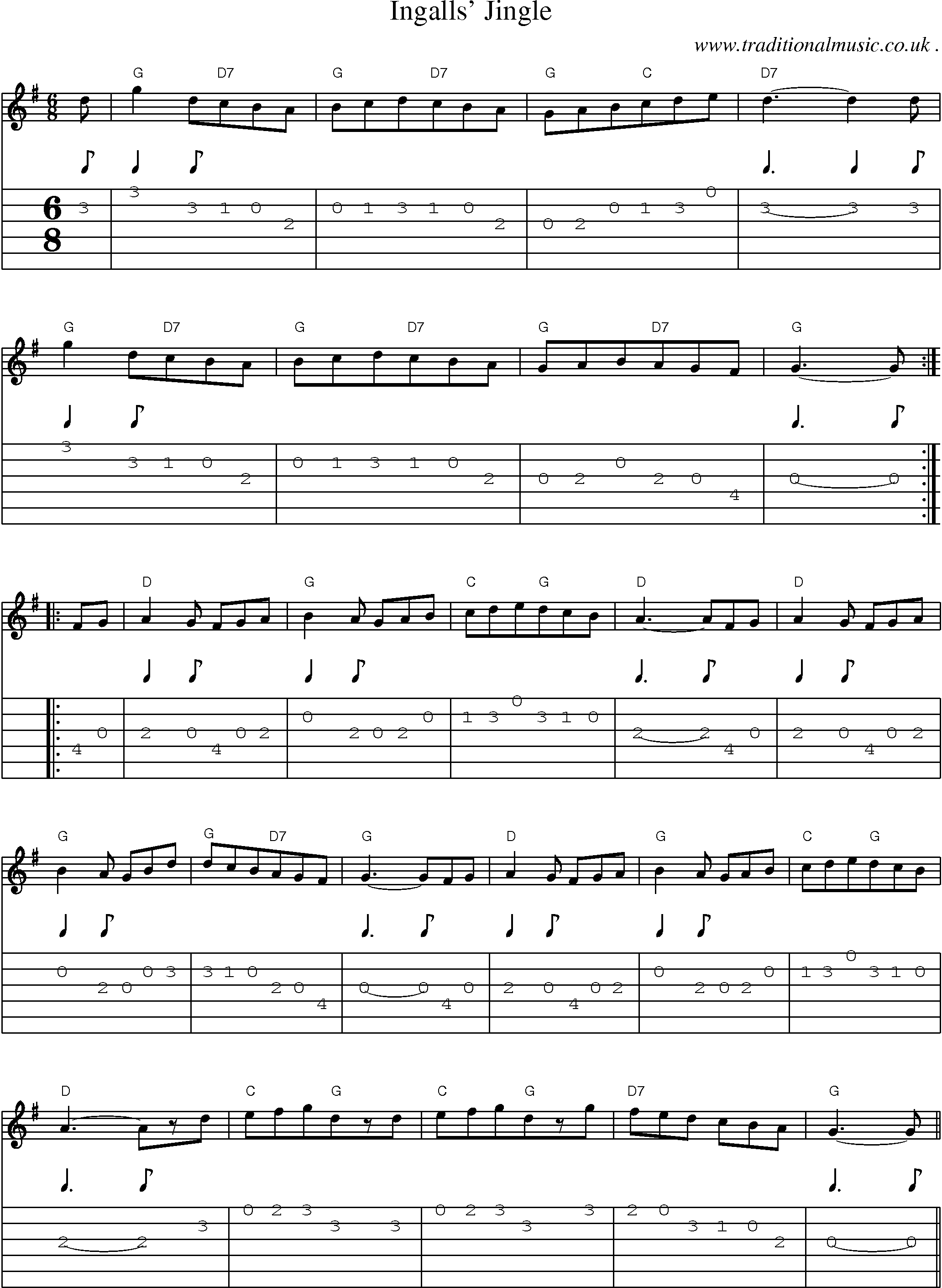 Sheet-Music and Guitar Tabs for Ingalls Jingle