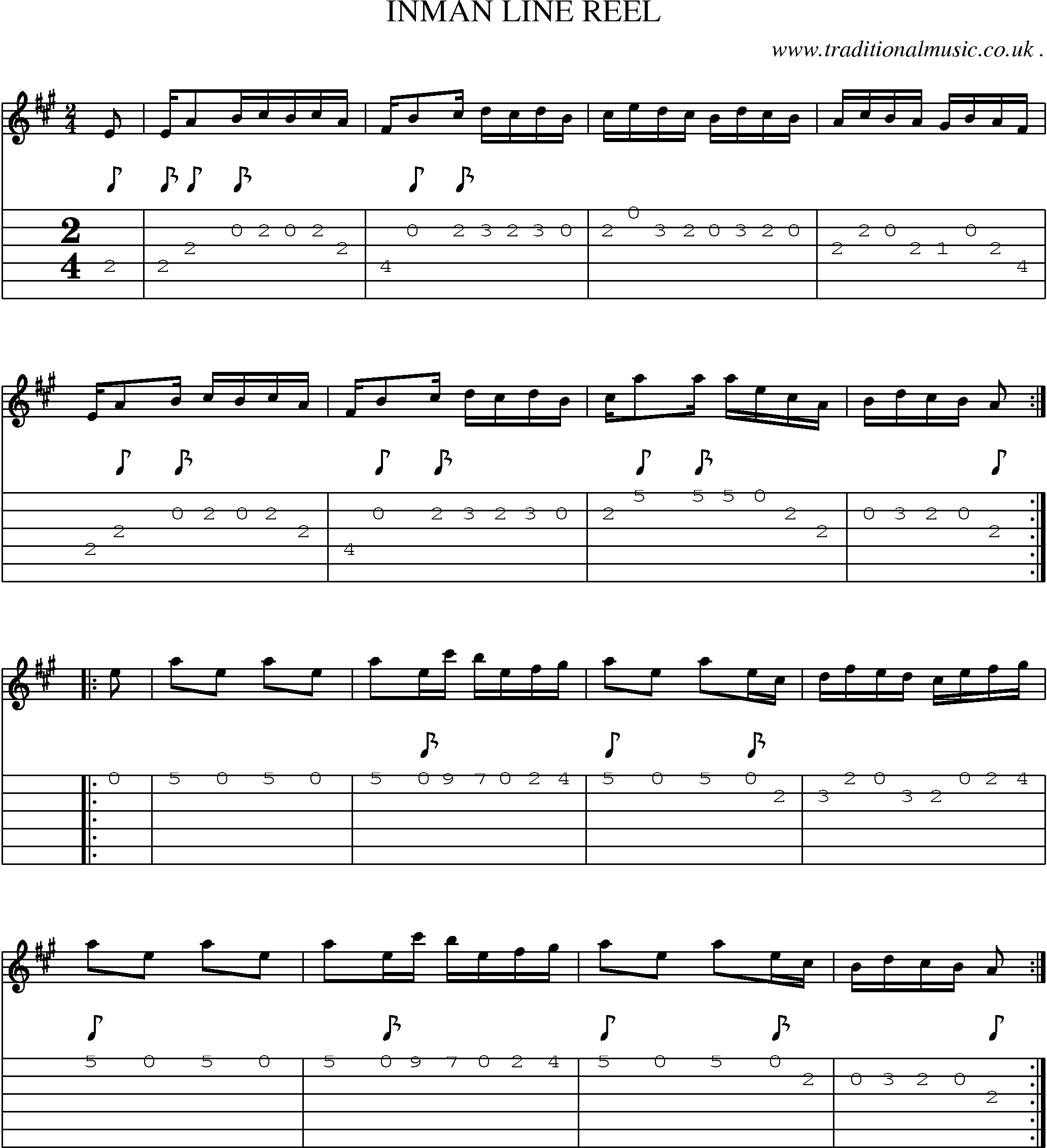 Sheet-Music and Guitar Tabs for Inman Line Reel