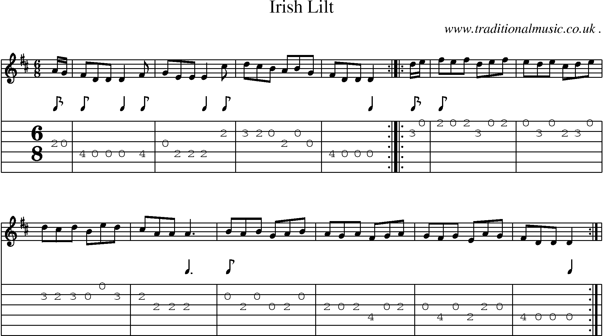 Sheet-Music and Guitar Tabs for Irish Lilt