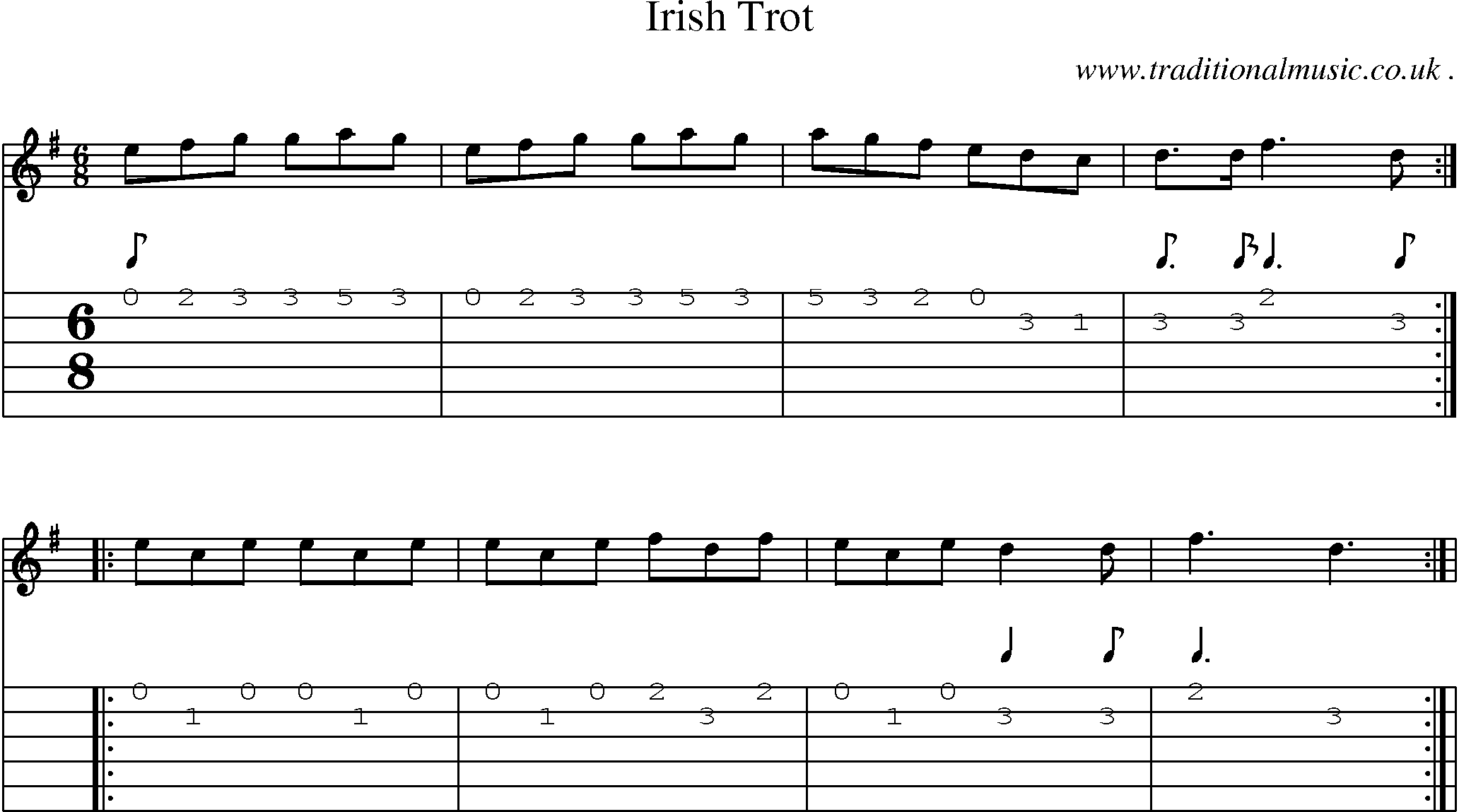 Sheet-Music and Guitar Tabs for Irish Trot