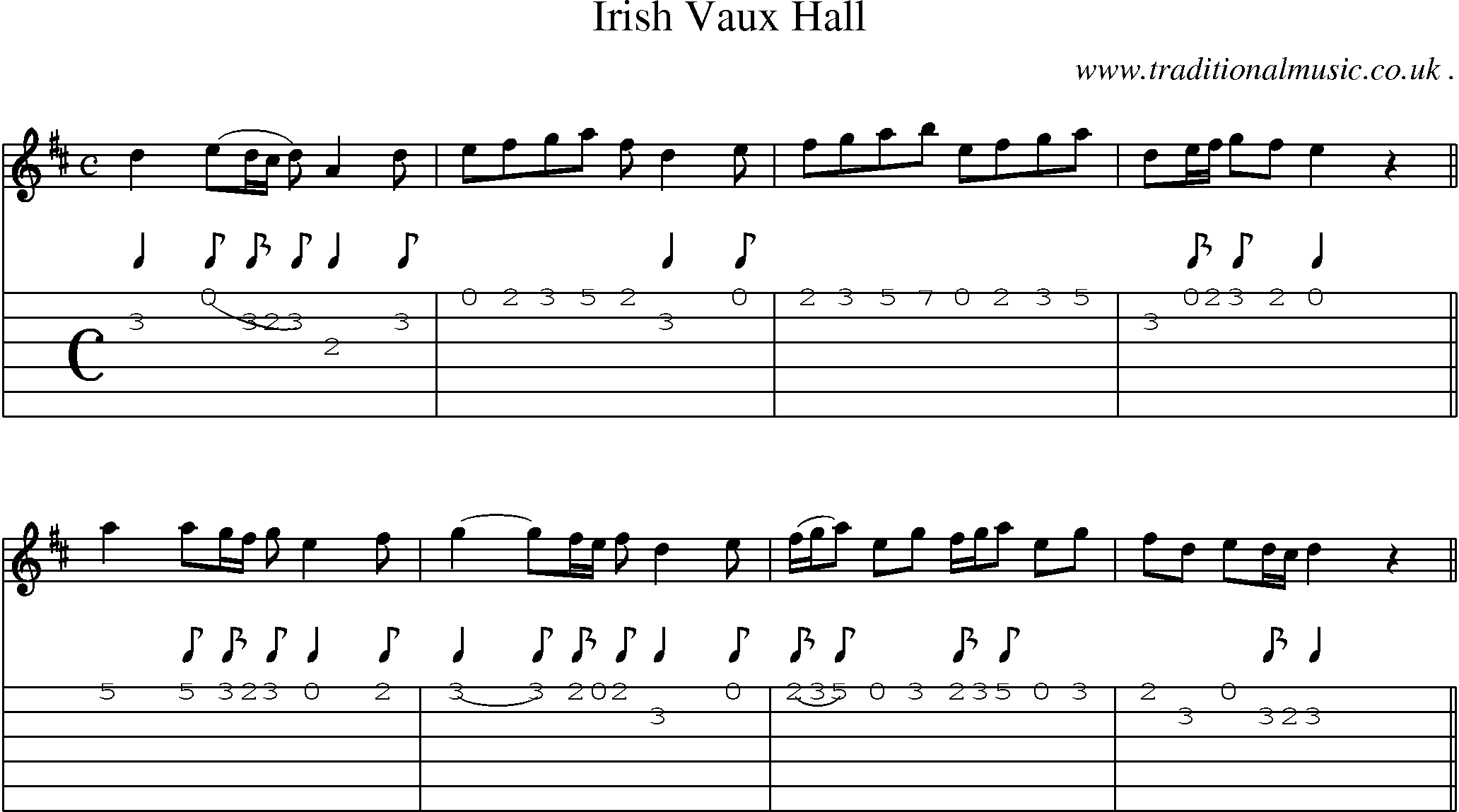 Sheet-Music and Guitar Tabs for Irish Vaux Hall