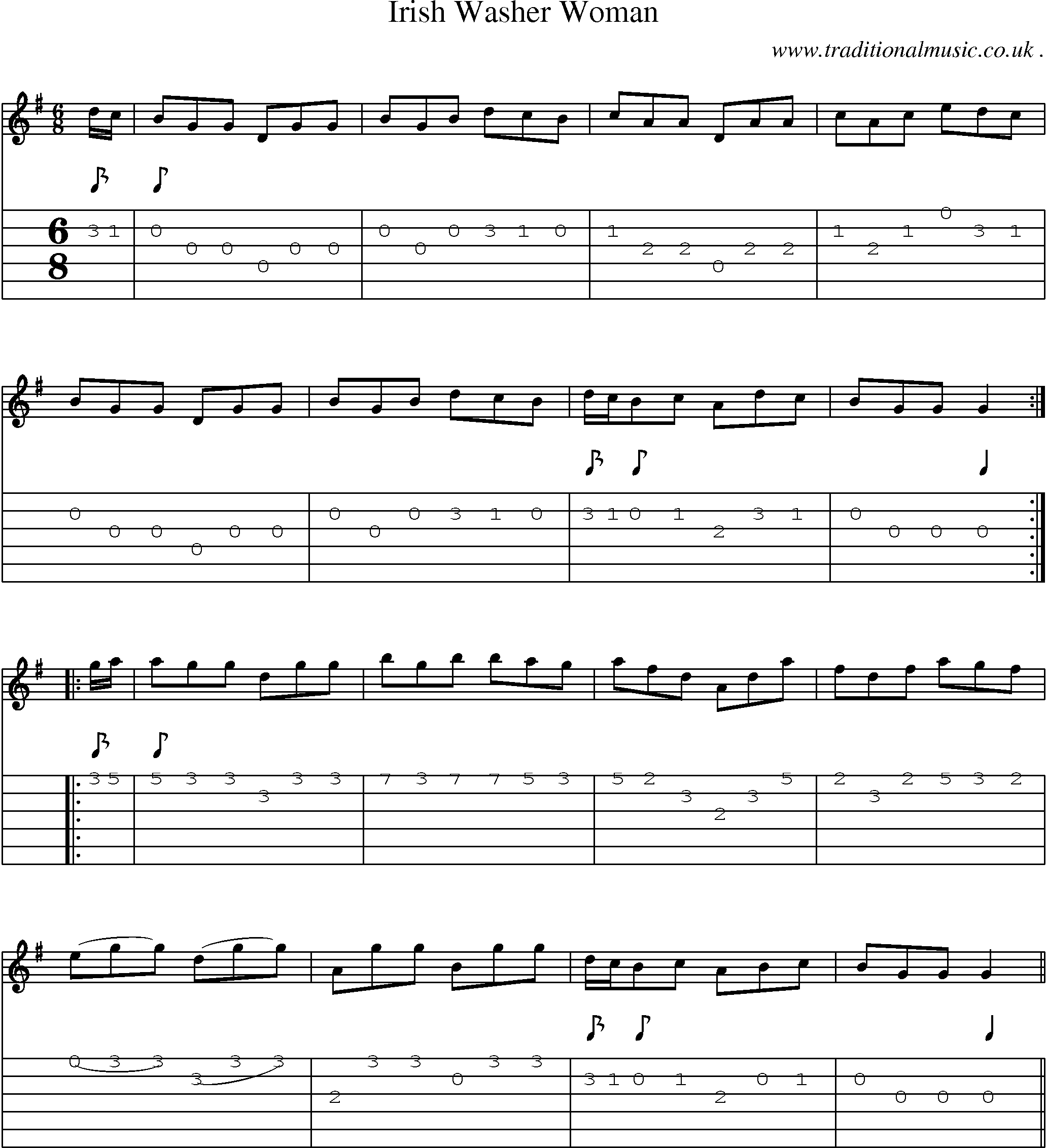Sheet-Music and Guitar Tabs for Irish Washer Woman