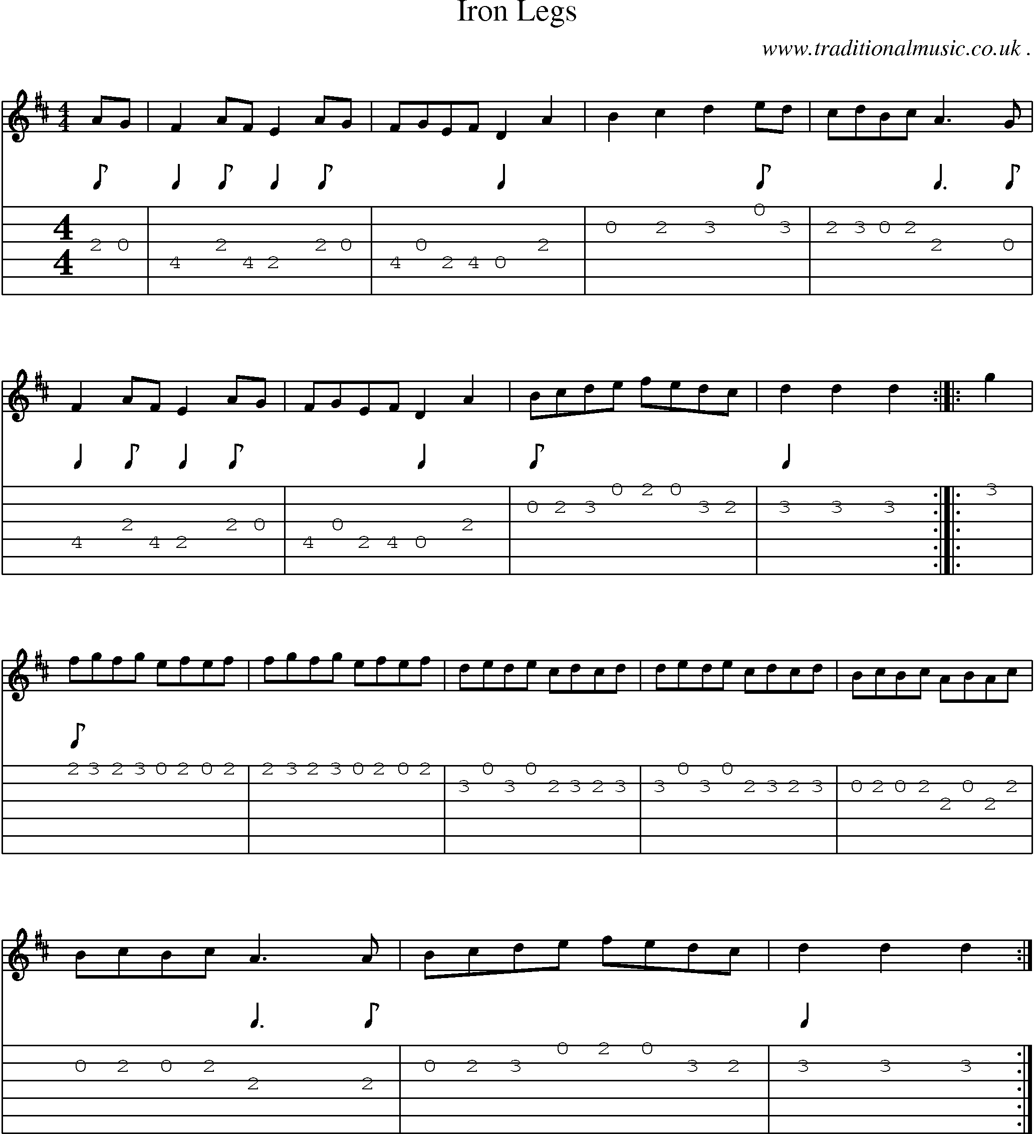 Sheet-Music and Guitar Tabs for Iron Legs