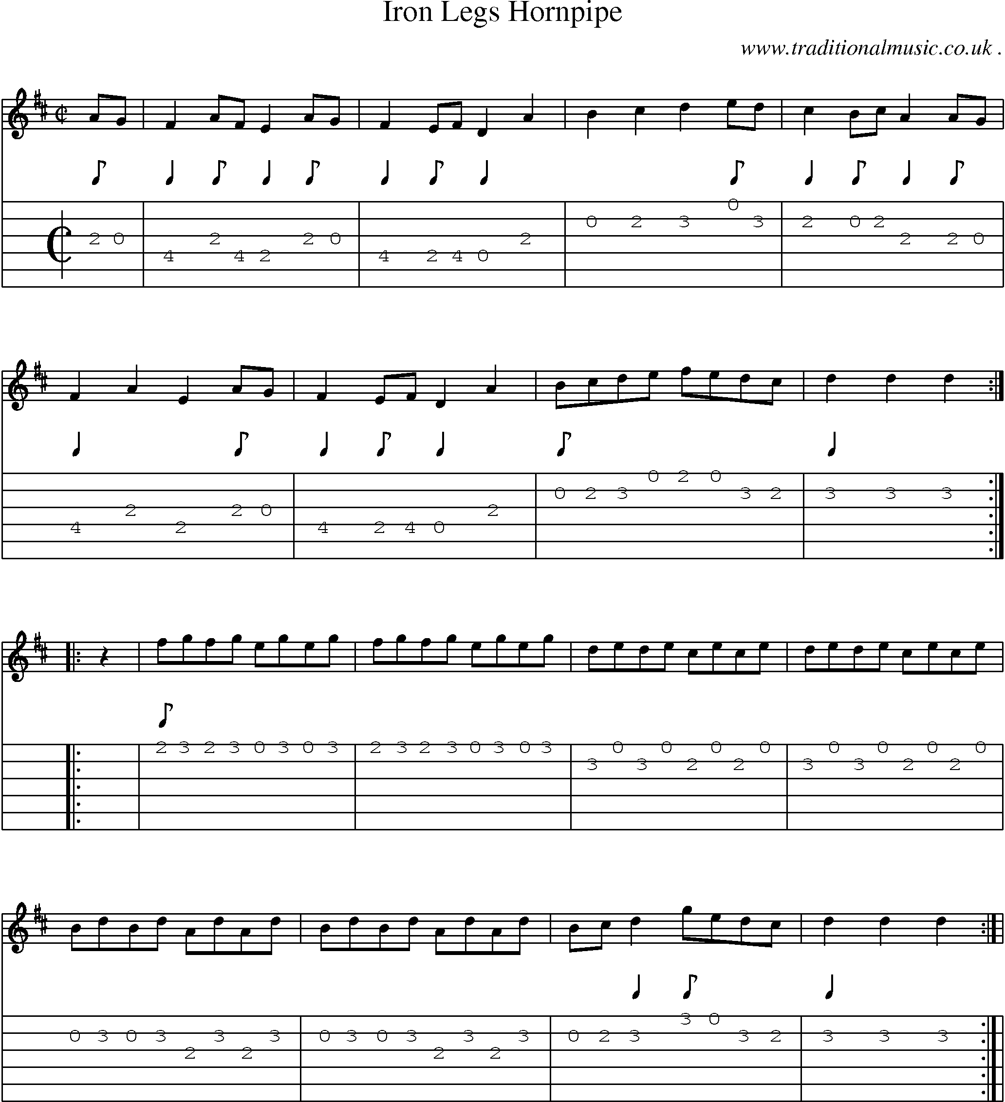 Sheet-Music and Guitar Tabs for Iron Legs Hornpipe