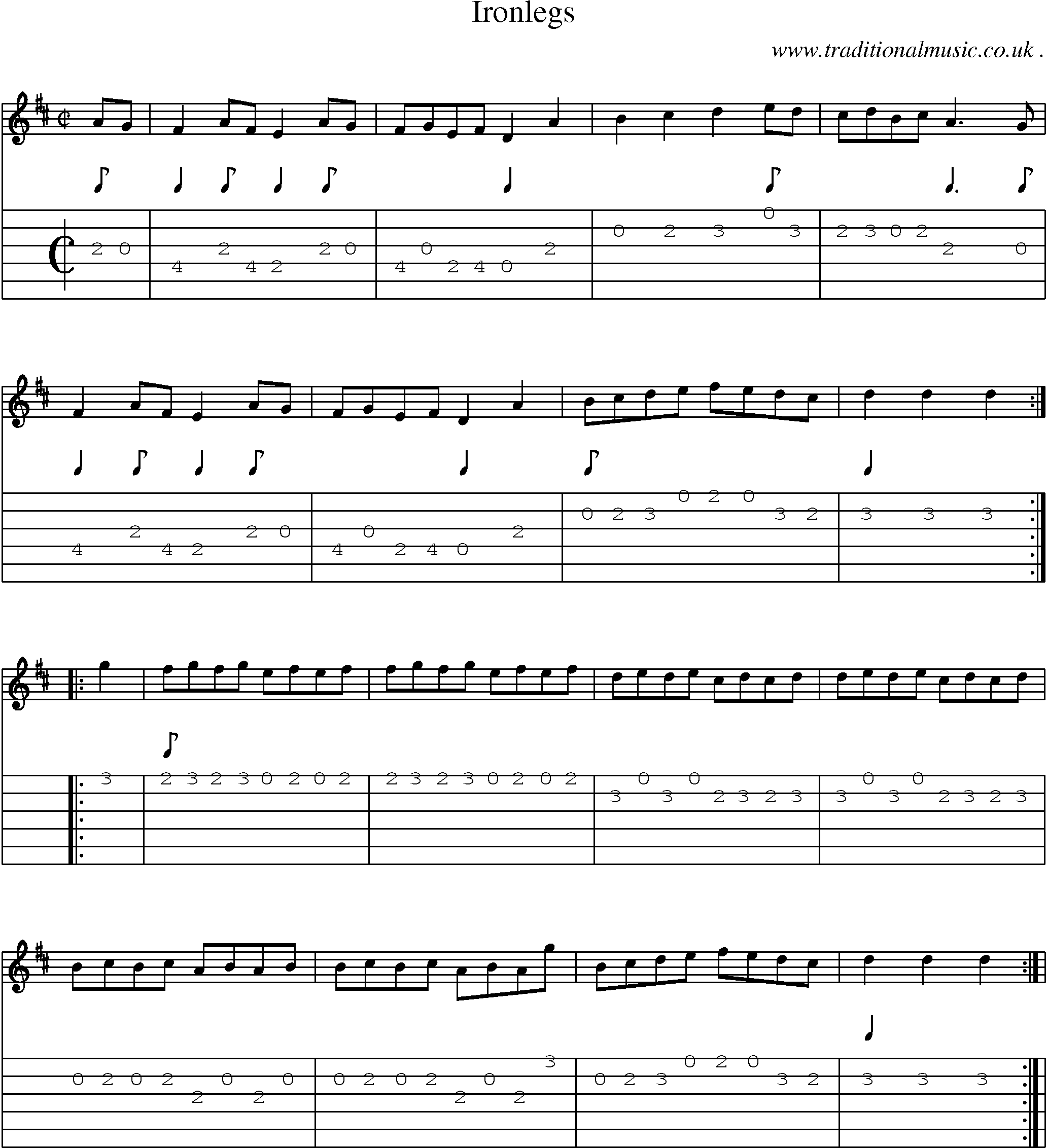 Sheet-Music and Guitar Tabs for Ironlegs
