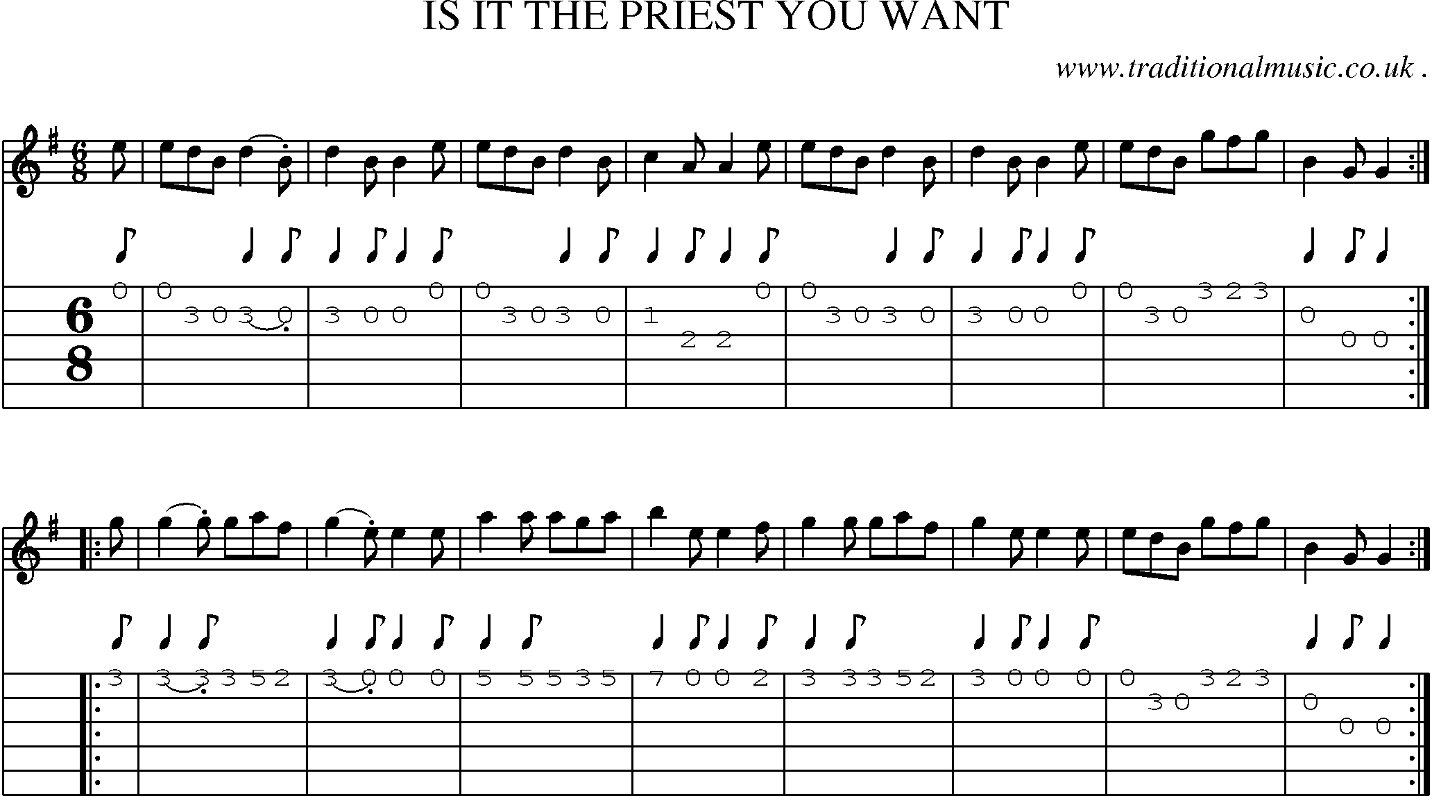 Sheet-Music and Guitar Tabs for Is It The Priest You Want