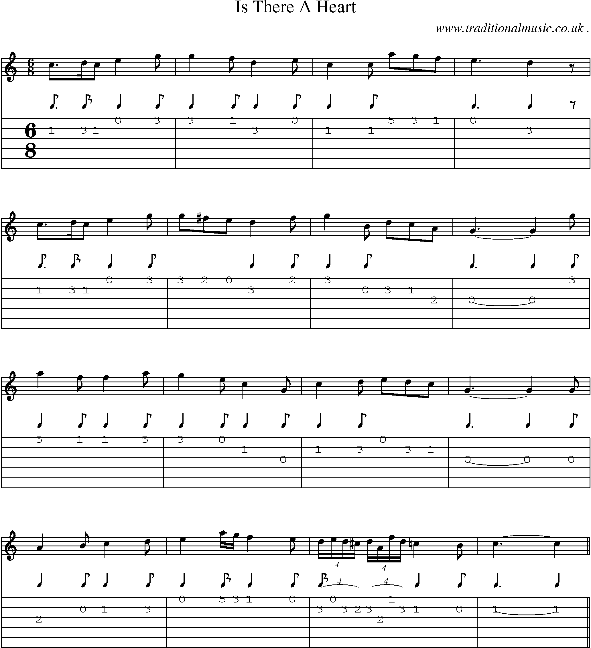 Sheet-Music and Guitar Tabs for Is There A Heart
