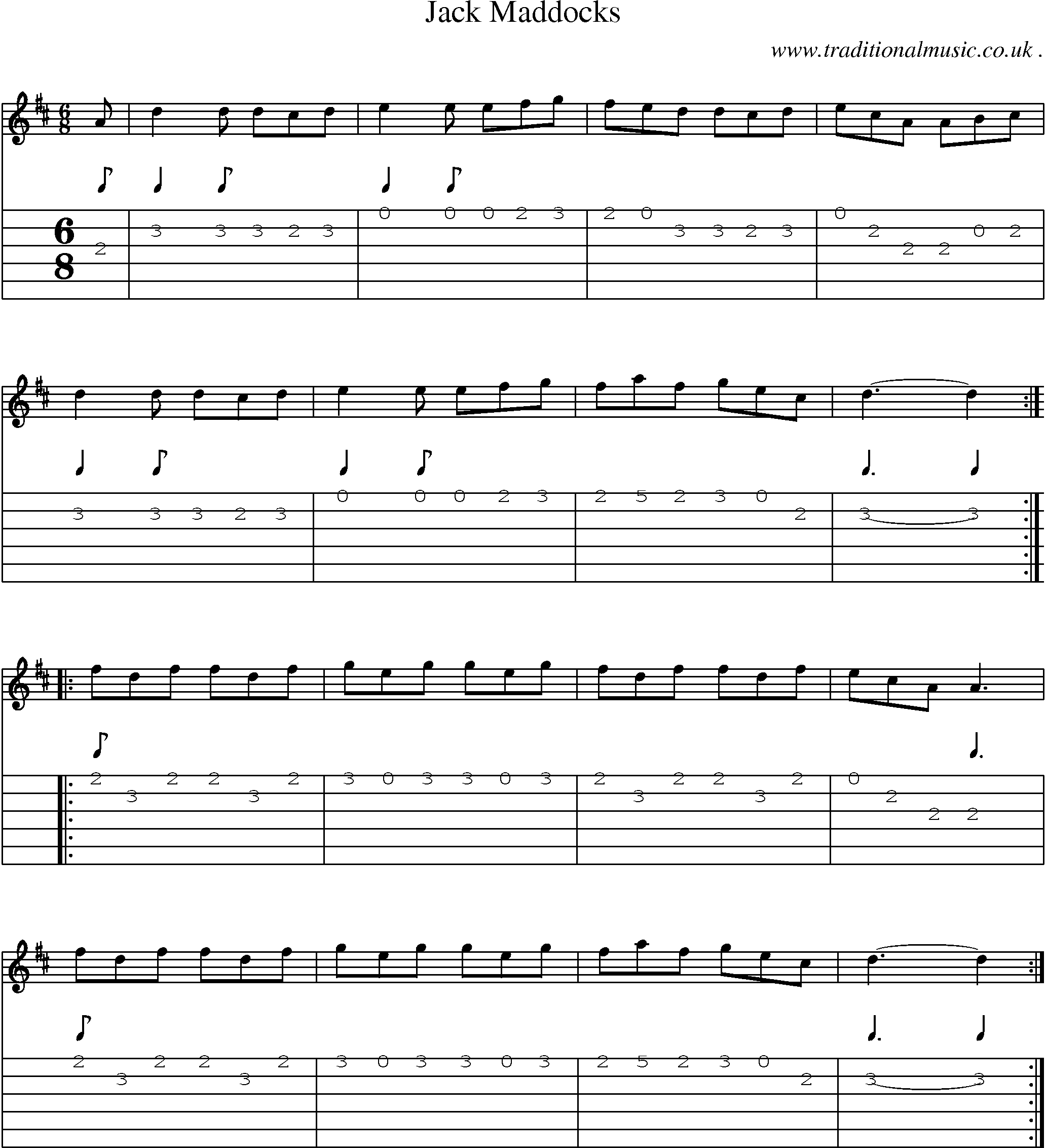 Sheet-Music and Guitar Tabs for Jack Maddocks