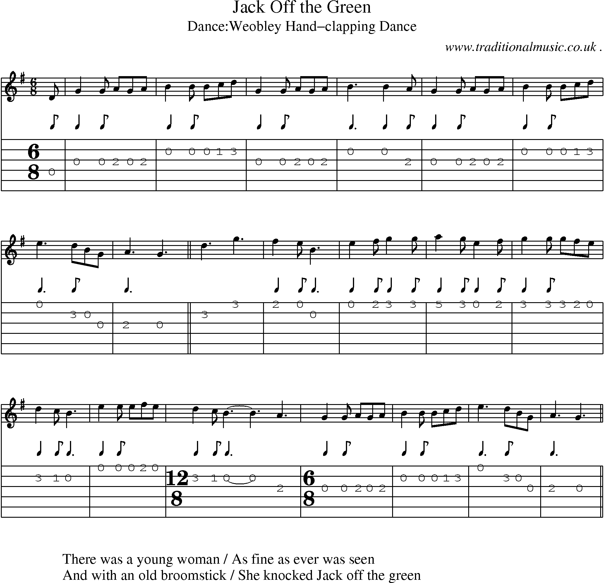 Sheet-Music and Guitar Tabs for Jack Off The Green