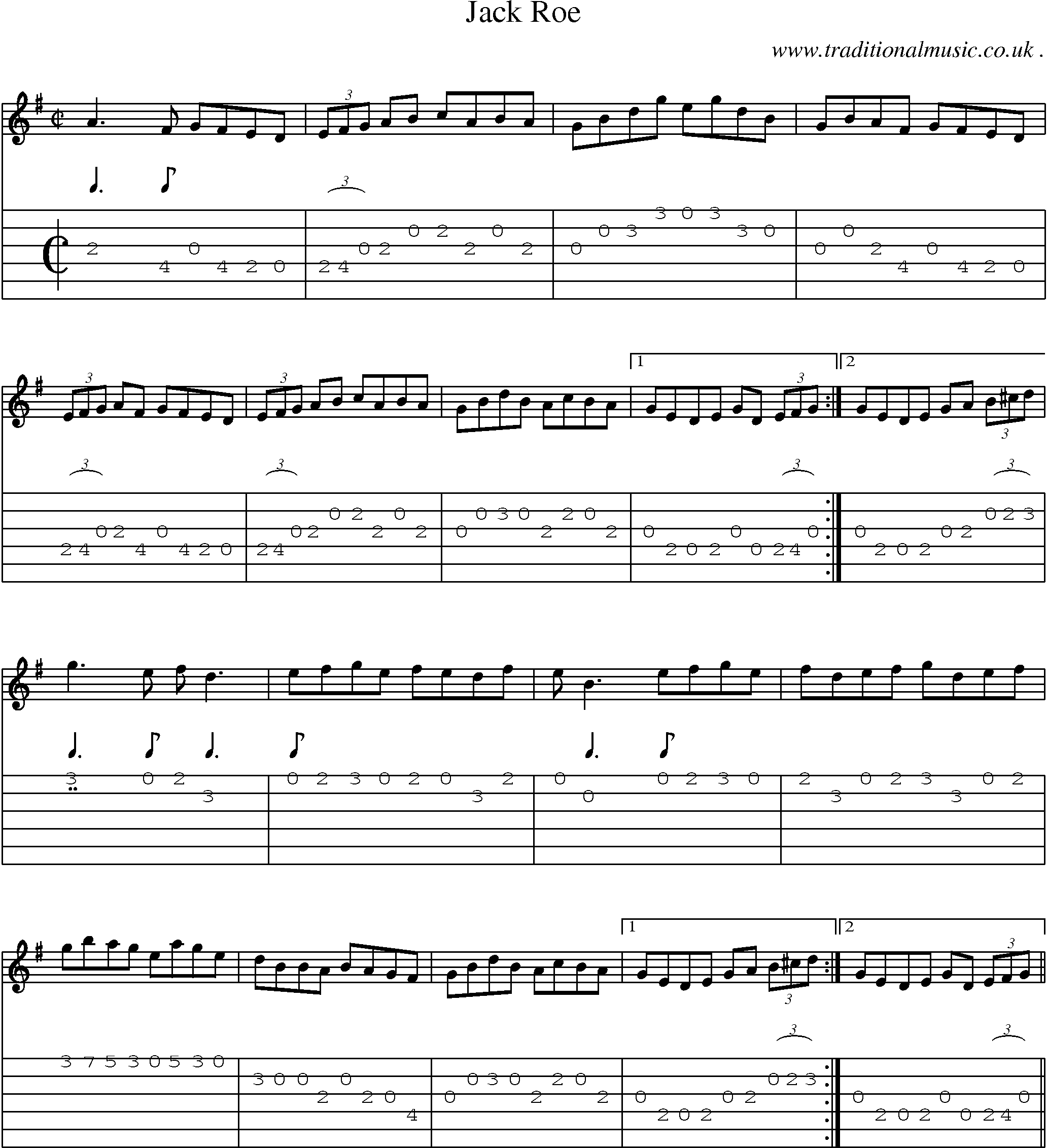Sheet-Music and Guitar Tabs for Jack Roe