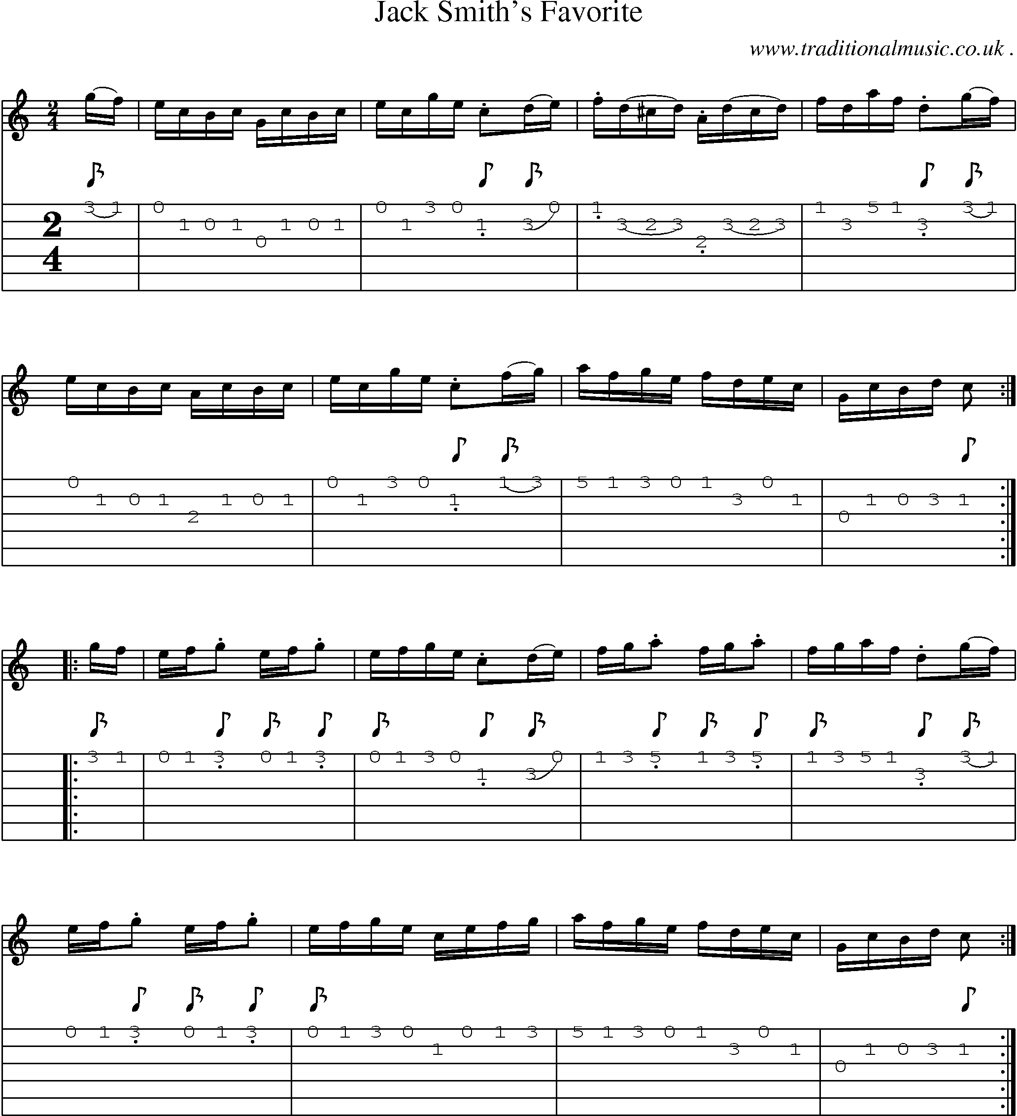 Sheet-Music and Guitar Tabs for Jack Smiths Favorite