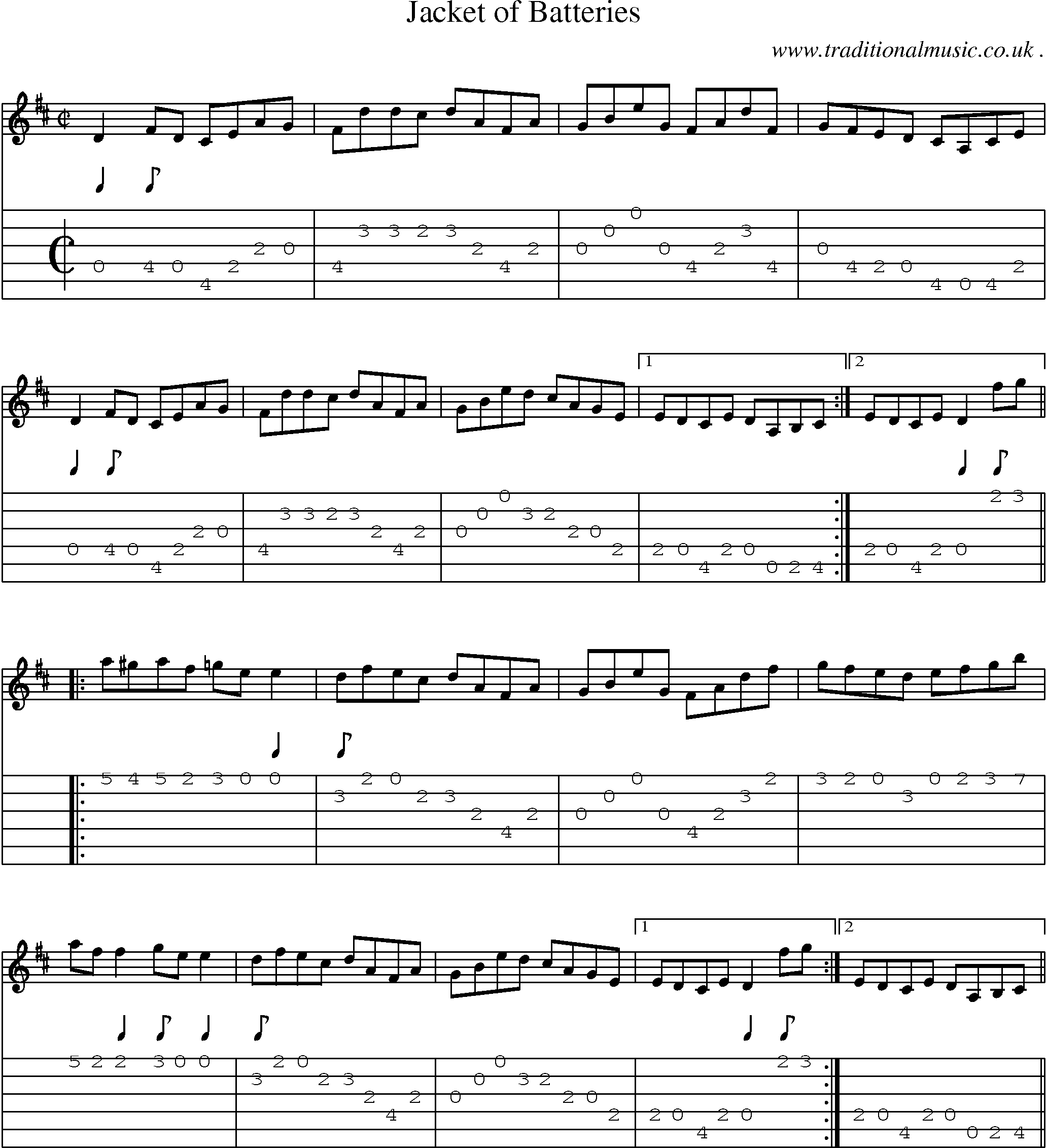 Sheet-Music and Guitar Tabs for Jacket Of Batteries