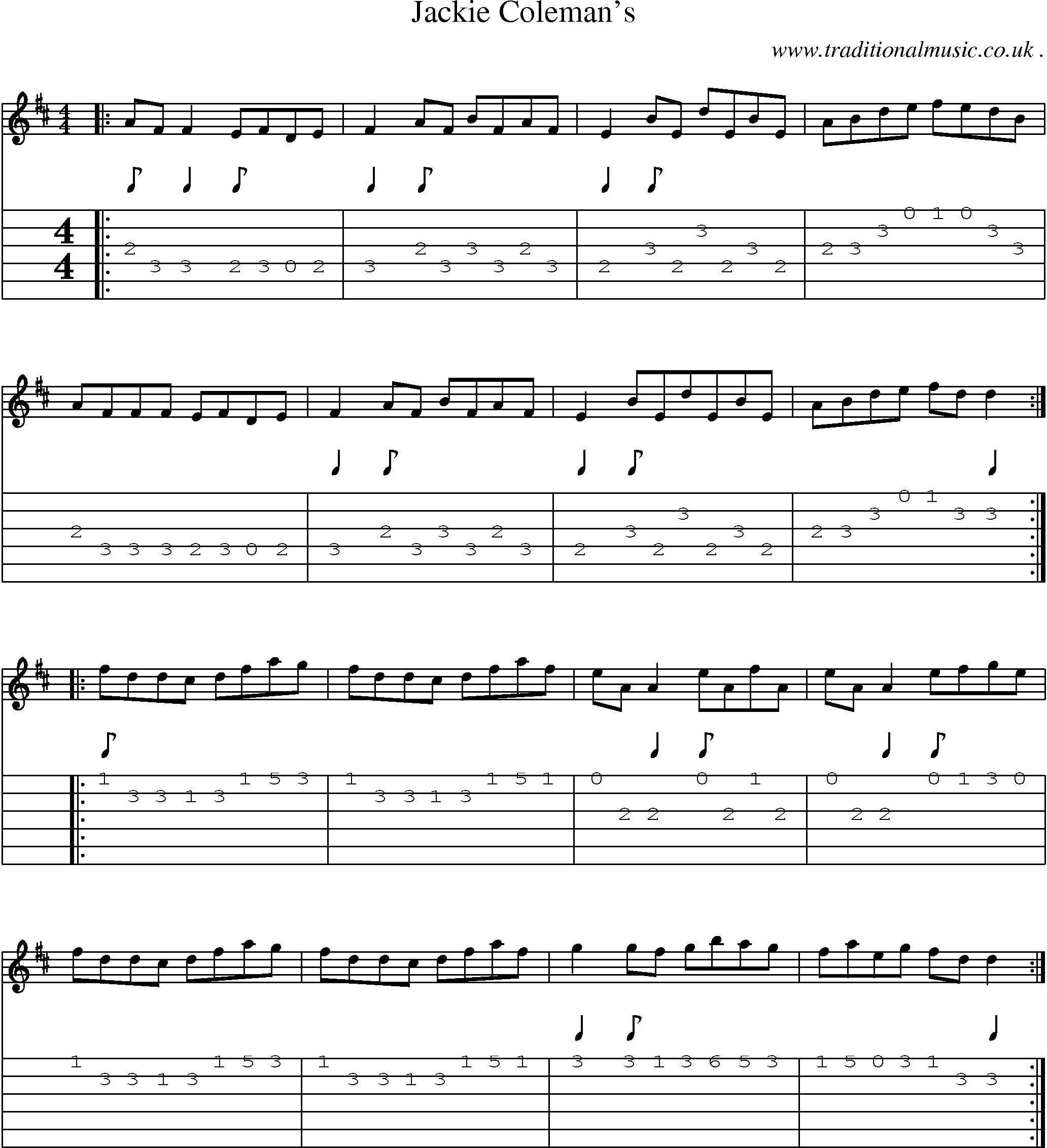 Sheet-Music and Guitar Tabs for Jackie Colemans