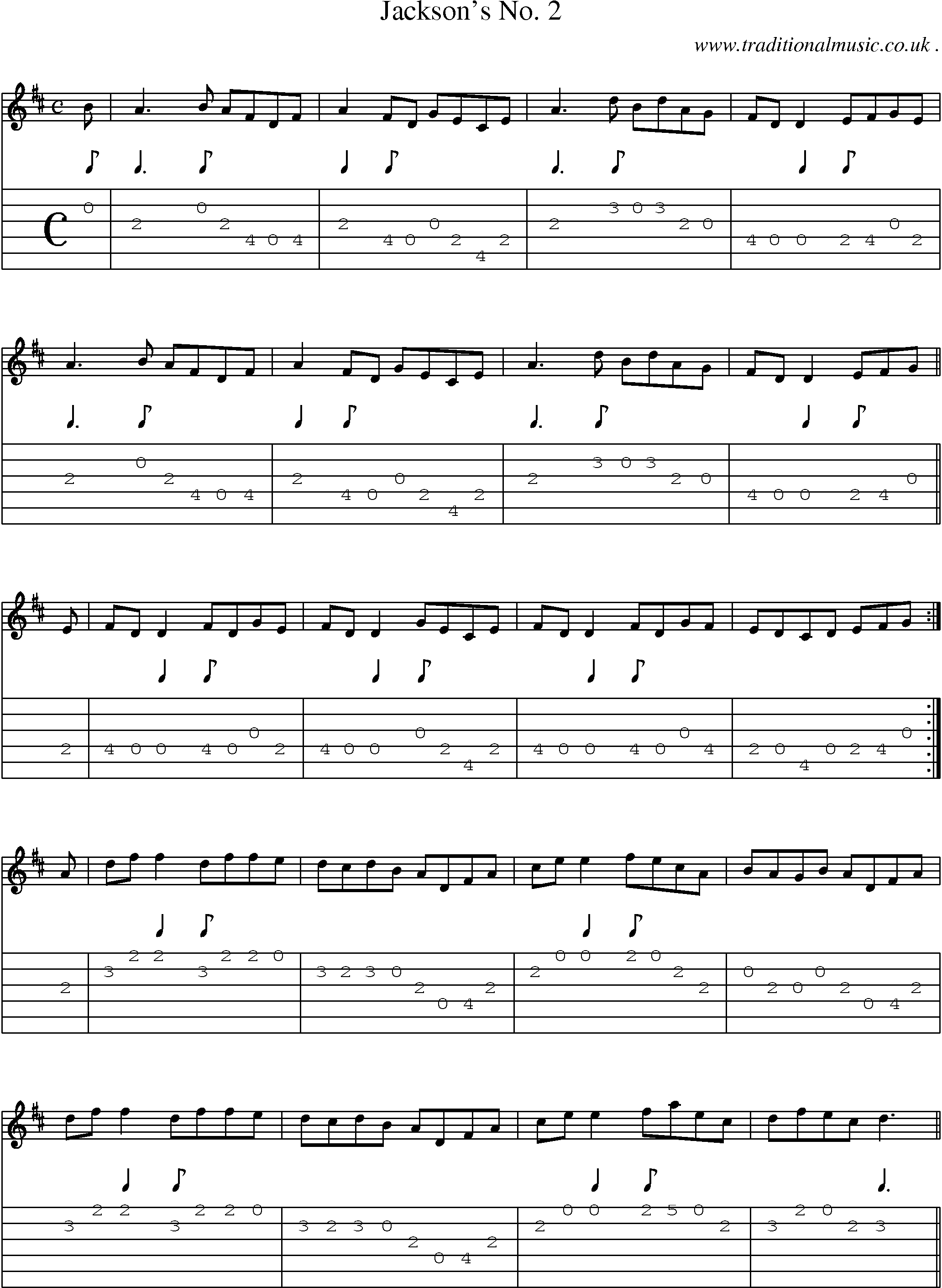 Sheet-Music and Guitar Tabs for Jacksons No 2