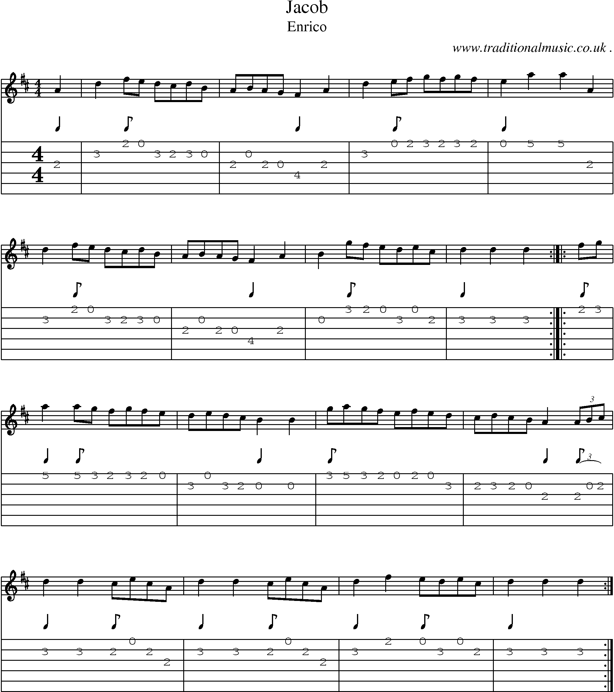 Sheet-Music and Guitar Tabs for Jacob