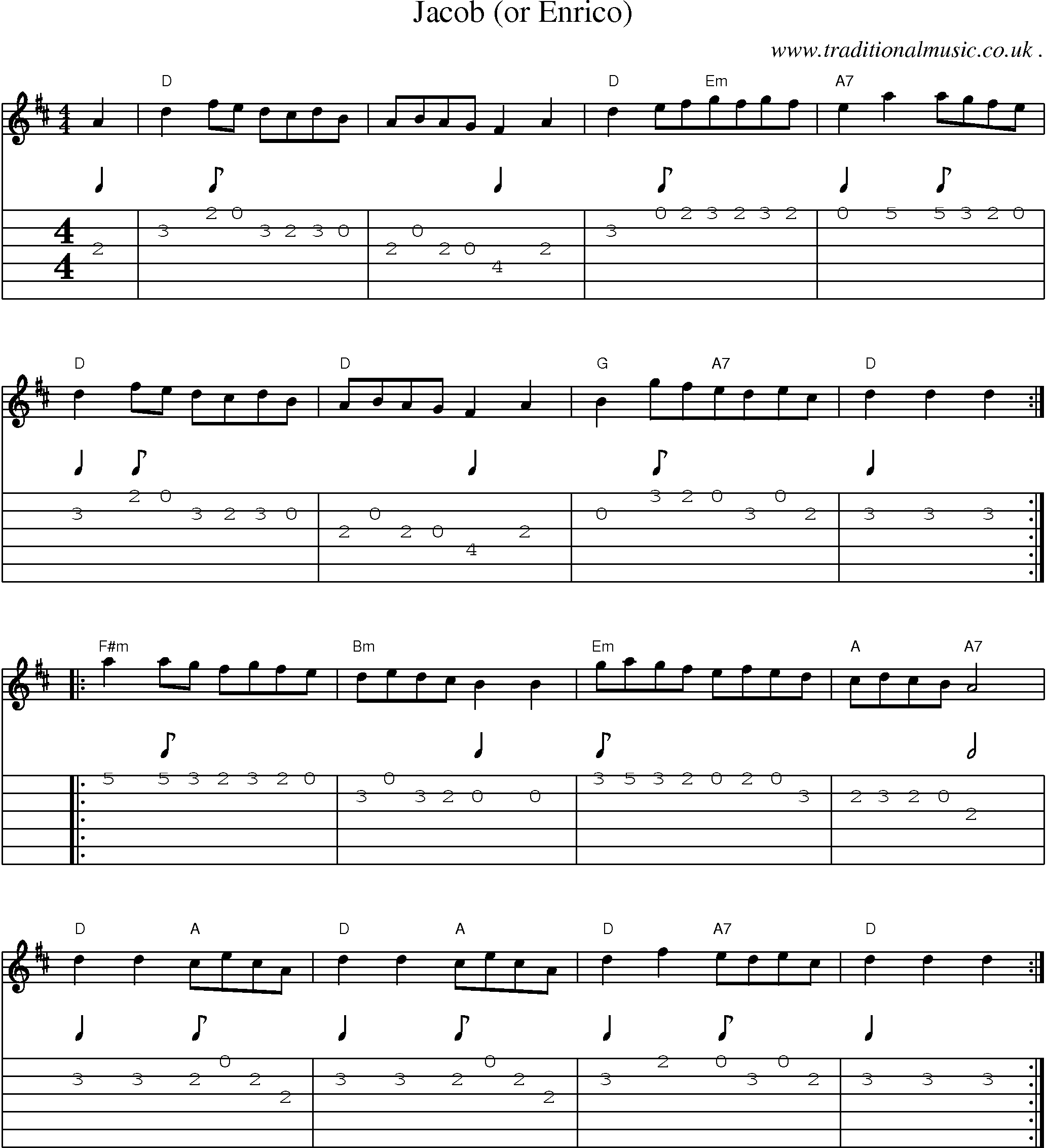 Sheet-Music and Guitar Tabs for Jacob (or Enrico)