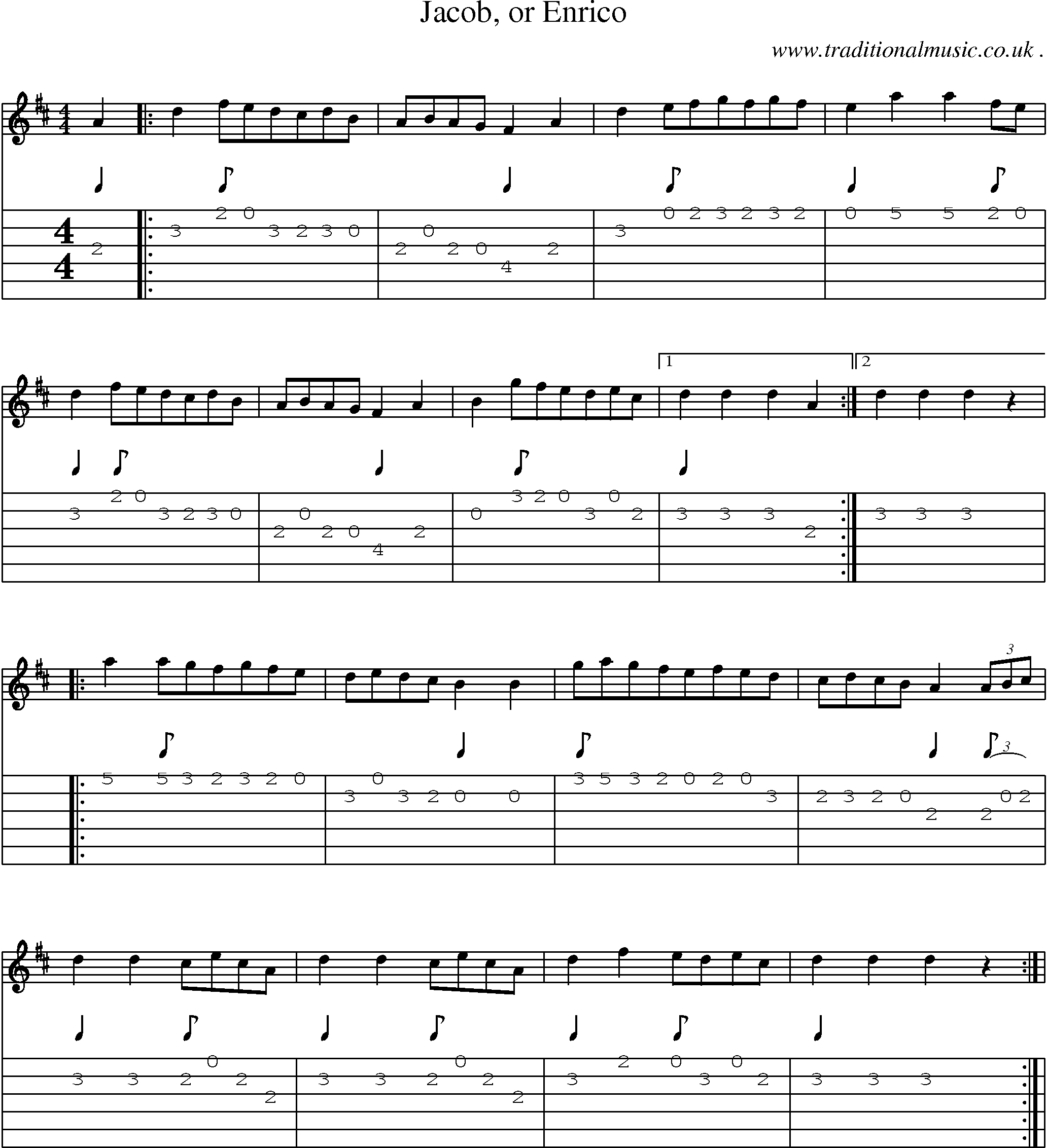 Sheet-Music and Guitar Tabs for Jacob Or Enrico