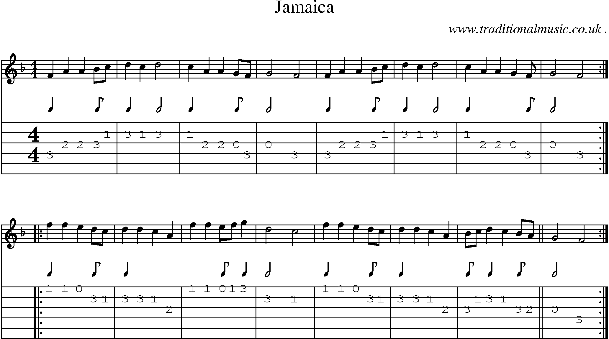 Sheet-Music and Guitar Tabs for Jamaica