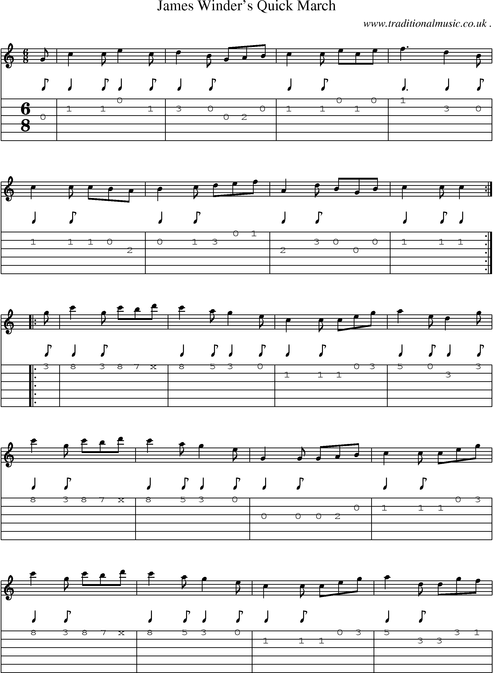 Sheet-Music and Guitar Tabs for James Winders Quick March