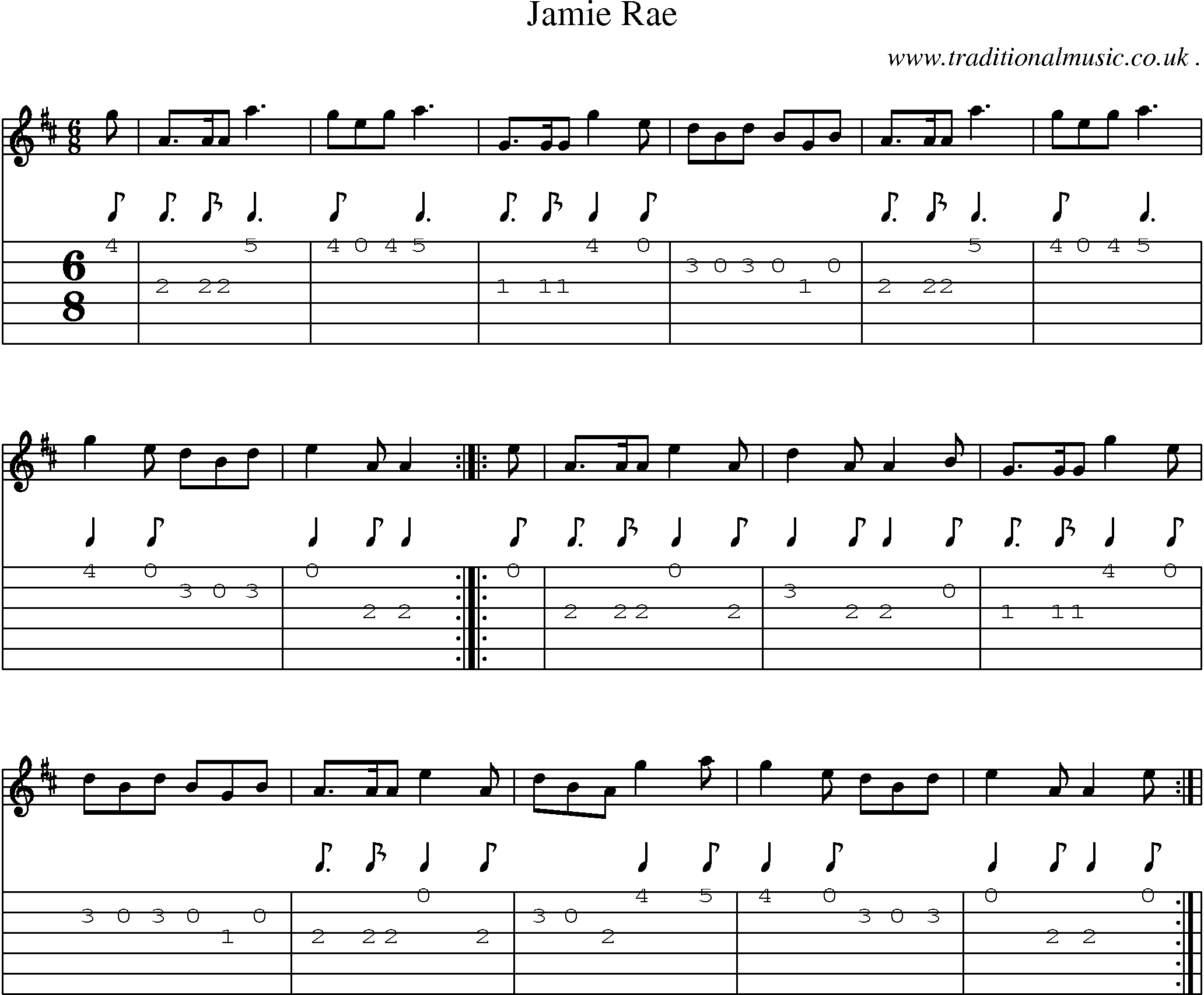 Sheet-Music and Guitar Tabs for Jamie Rae