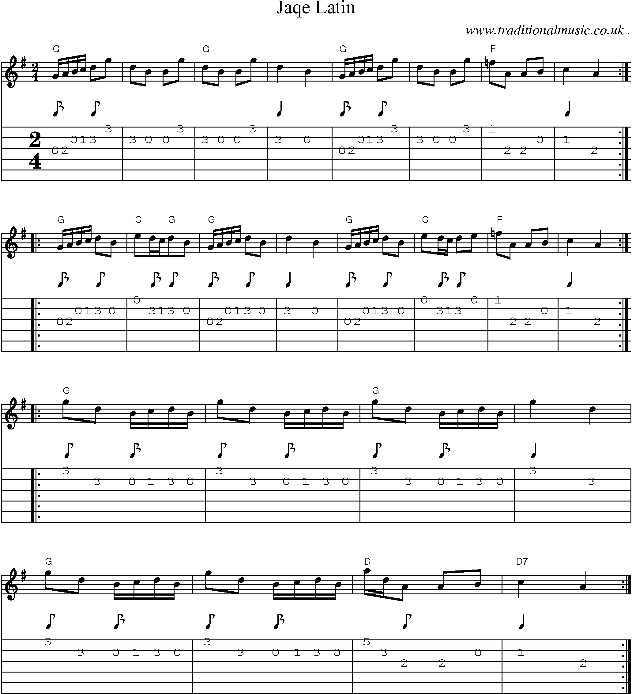 Sheet-Music and Guitar Tabs for Jaqe Latin