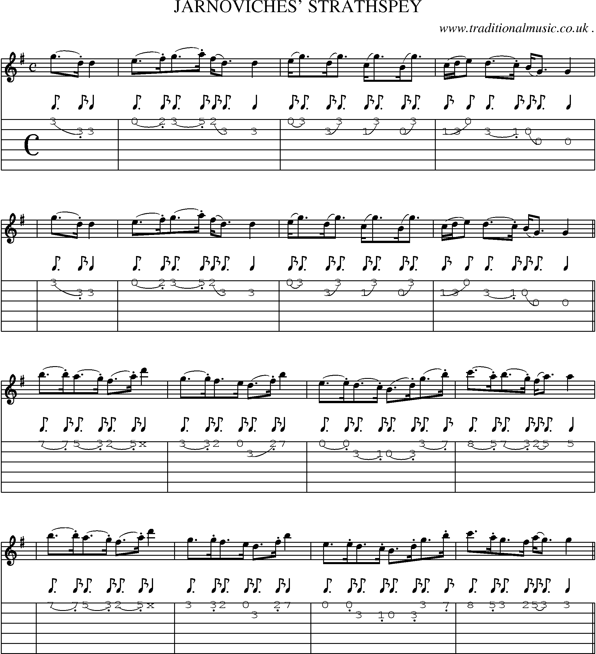 Sheet-Music and Guitar Tabs for Jarnoviches Strathspey