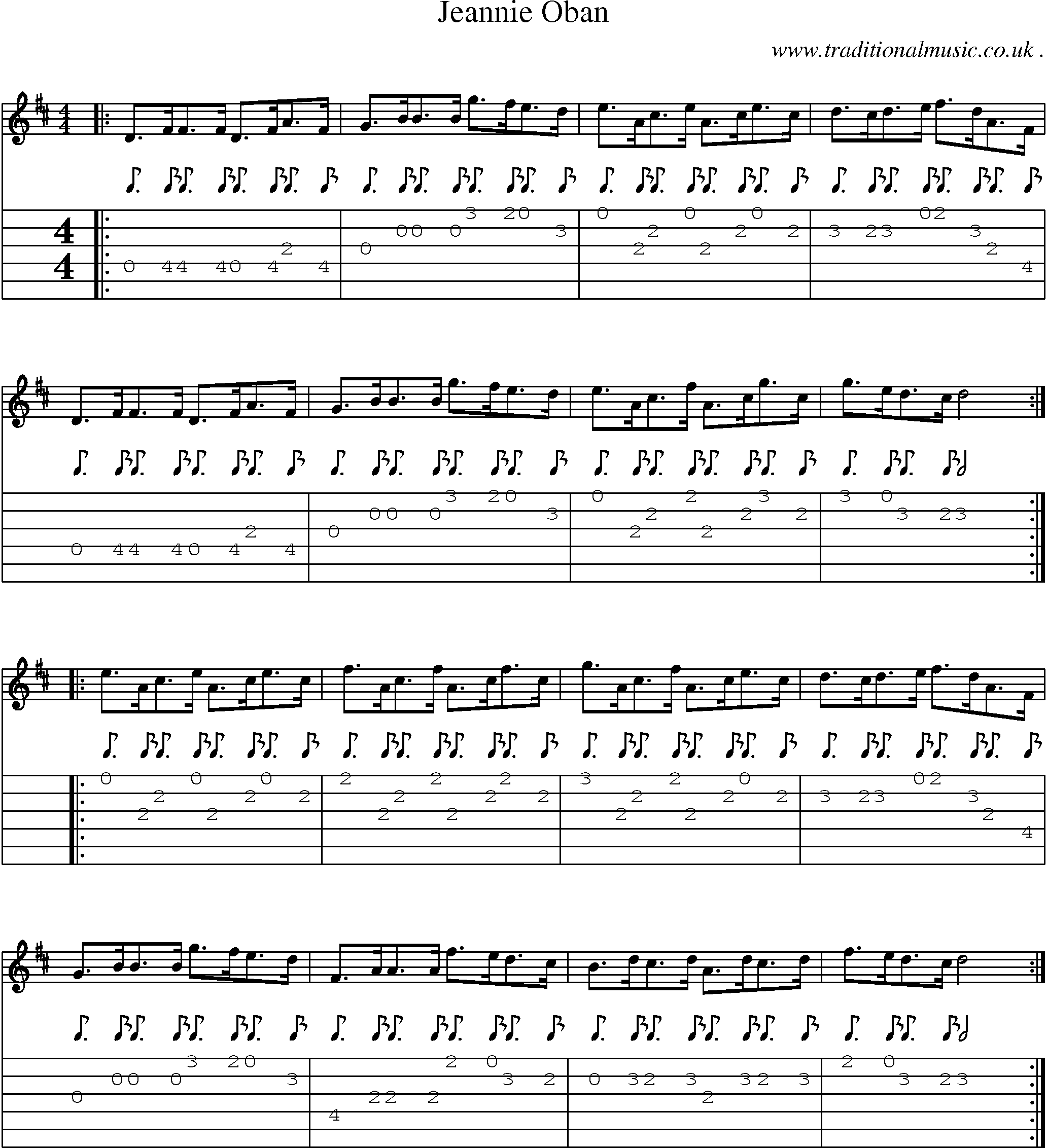 Sheet-Music and Guitar Tabs for Jeannie Oban