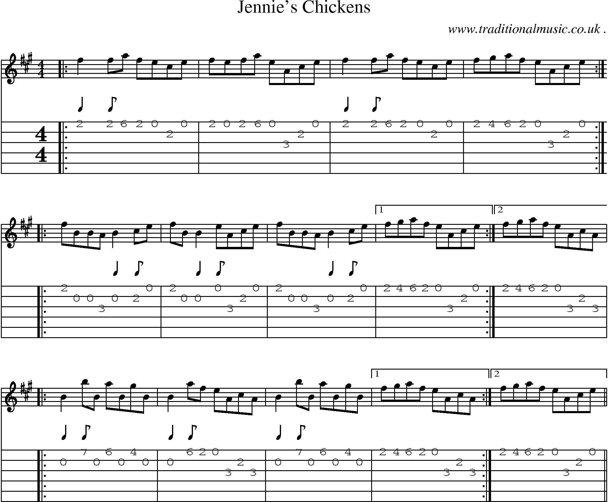 Sheet-Music and Guitar Tabs for Jennies Chickens