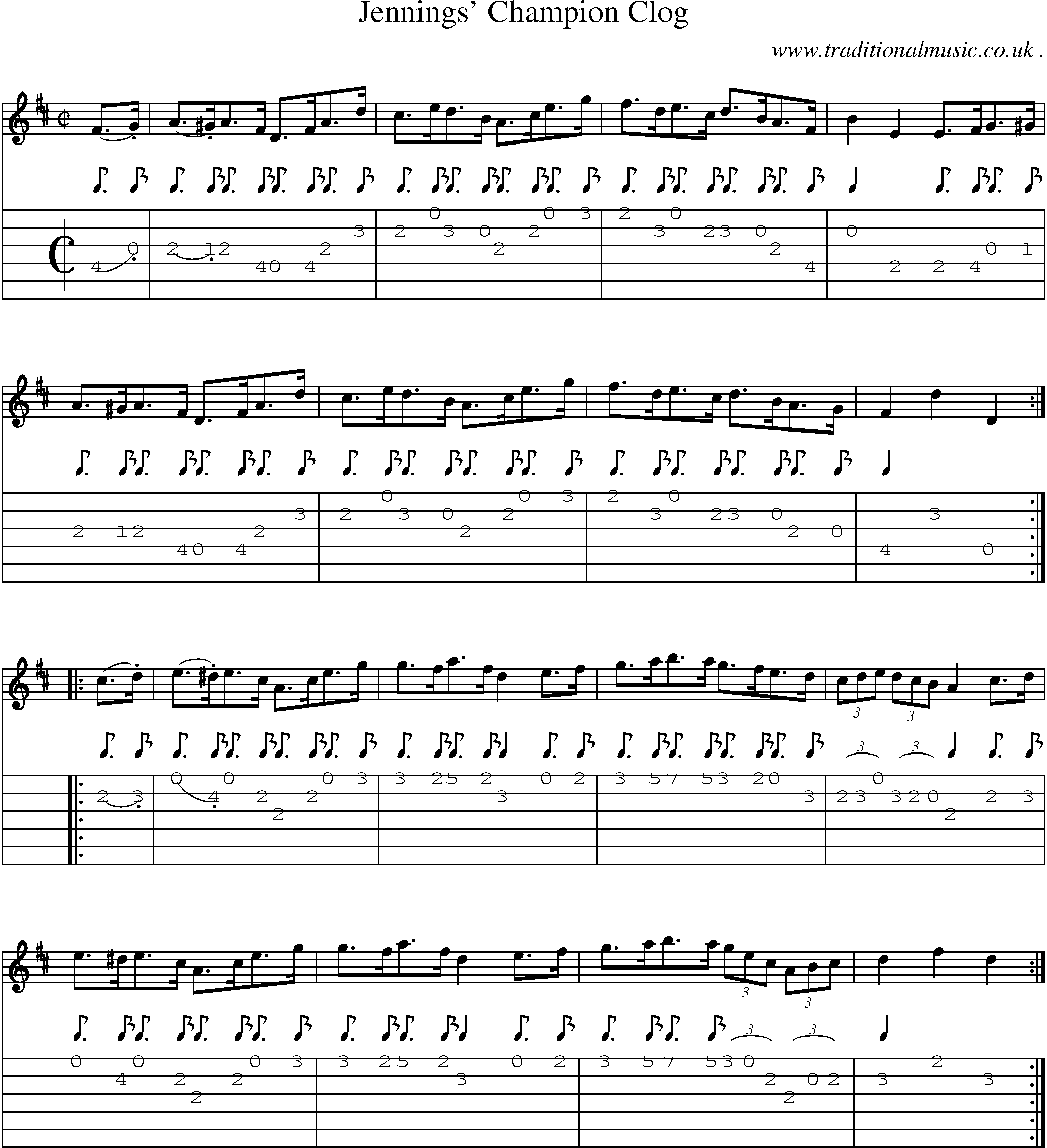 Sheet-Music and Guitar Tabs for Jennings Champion Clog