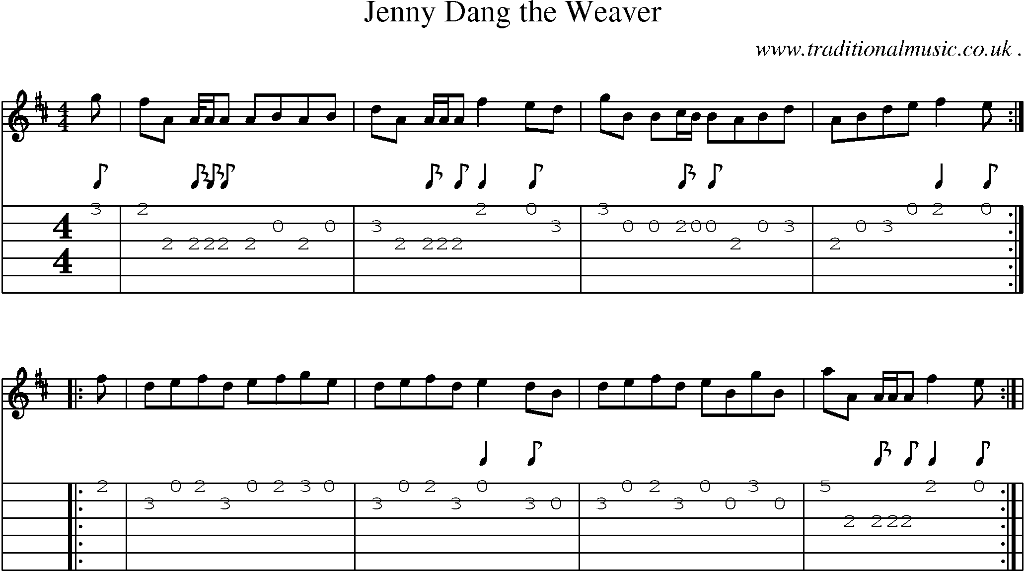 Sheet-Music and Guitar Tabs for Jenny Dang The Weaver