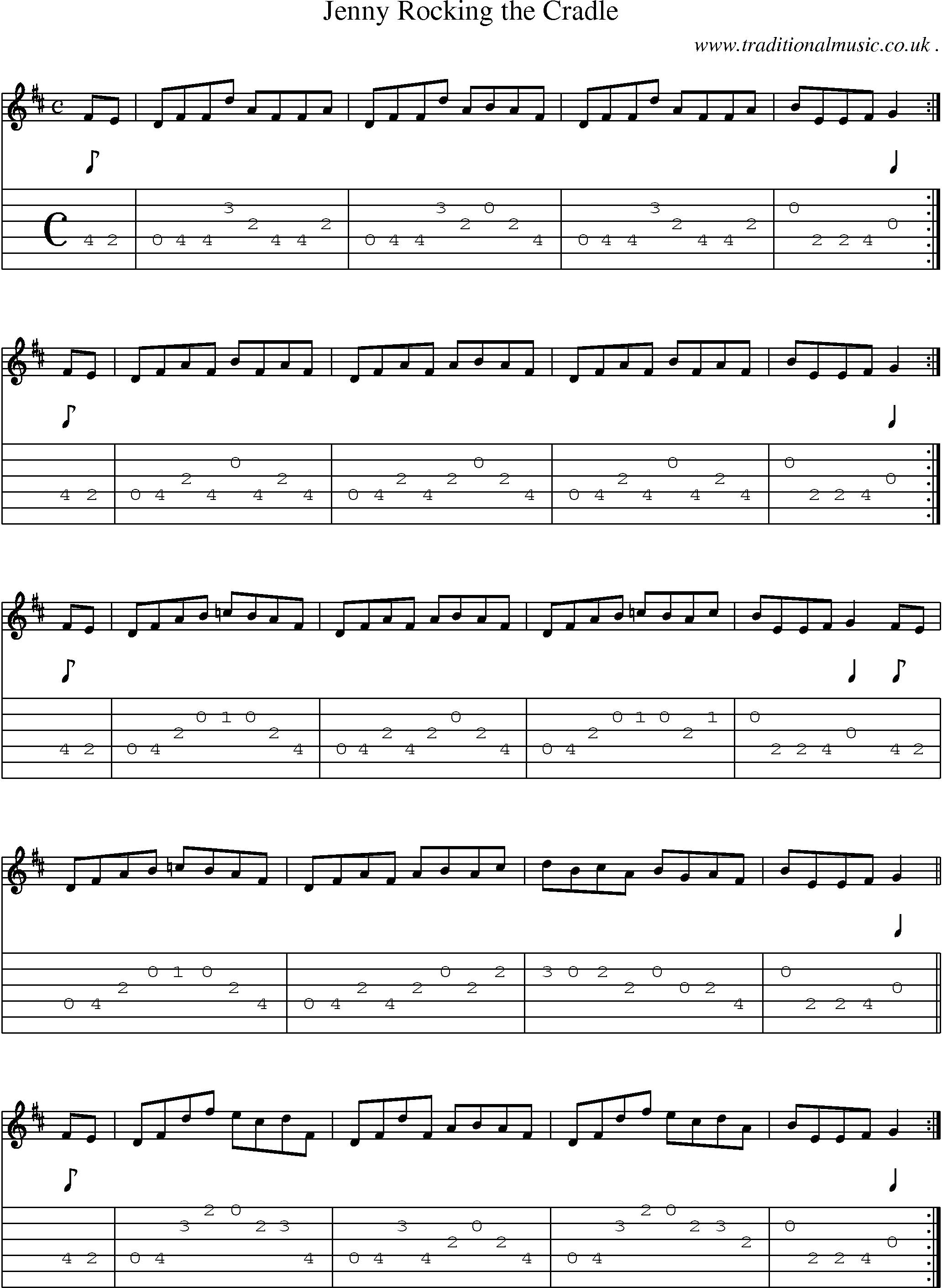 Sheet-Music and Guitar Tabs for Jenny Rocking The Cradle