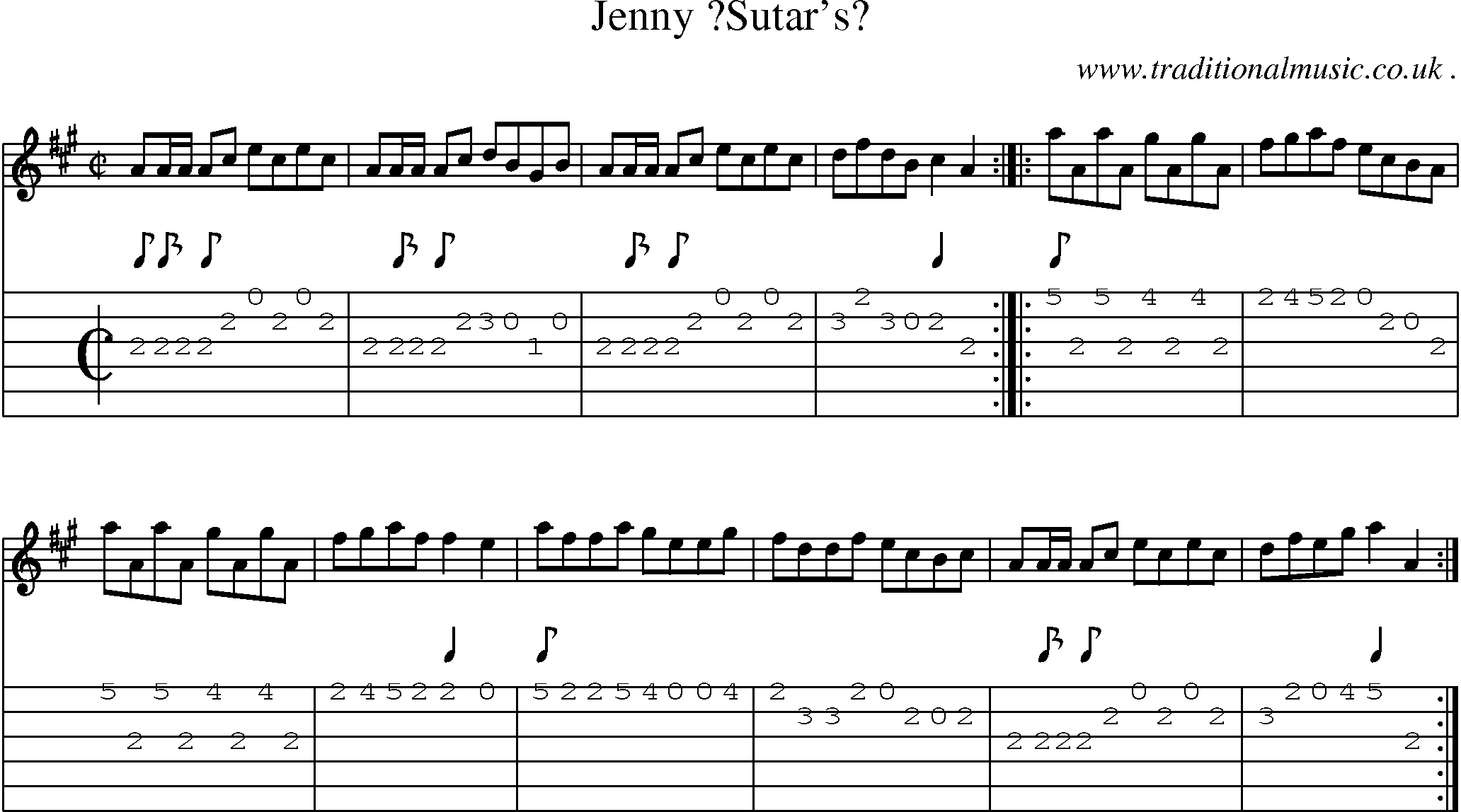 Sheet-Music and Guitar Tabs for Jenny Sutars