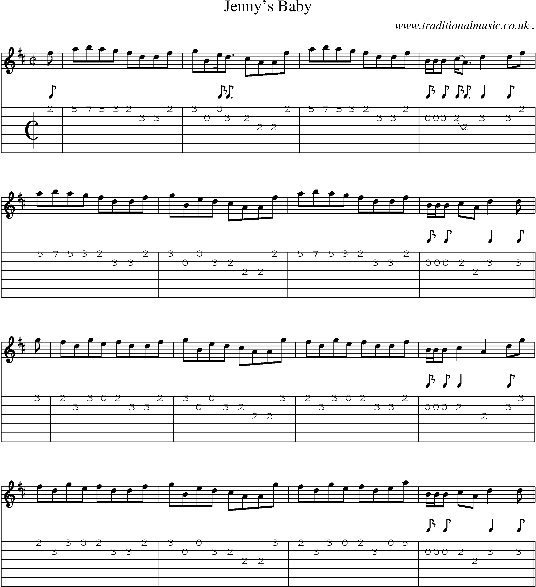 Sheet-Music and Guitar Tabs for Jennys Baby