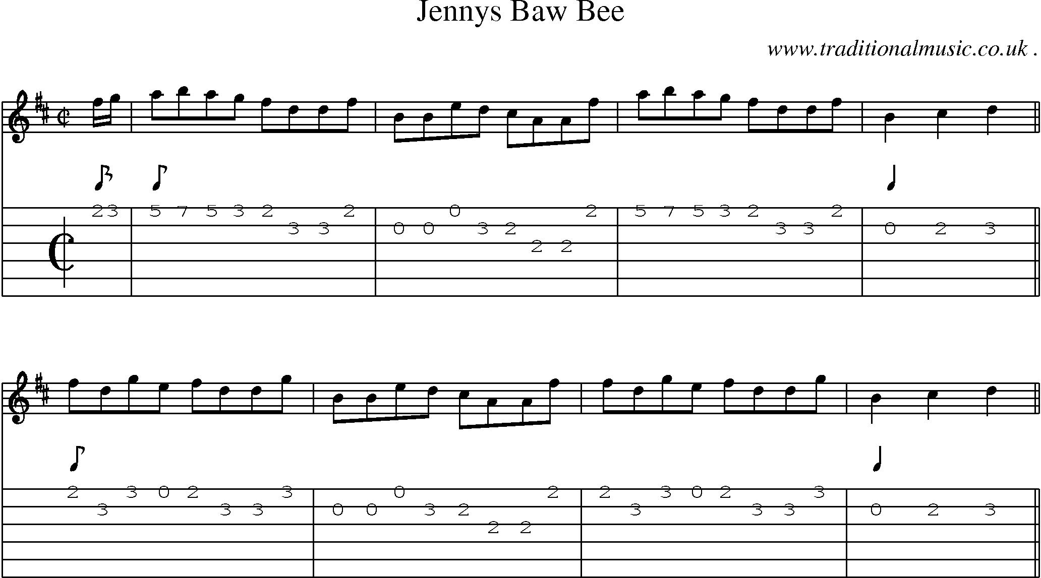 Sheet-Music and Guitar Tabs for Jennys Baw Bee