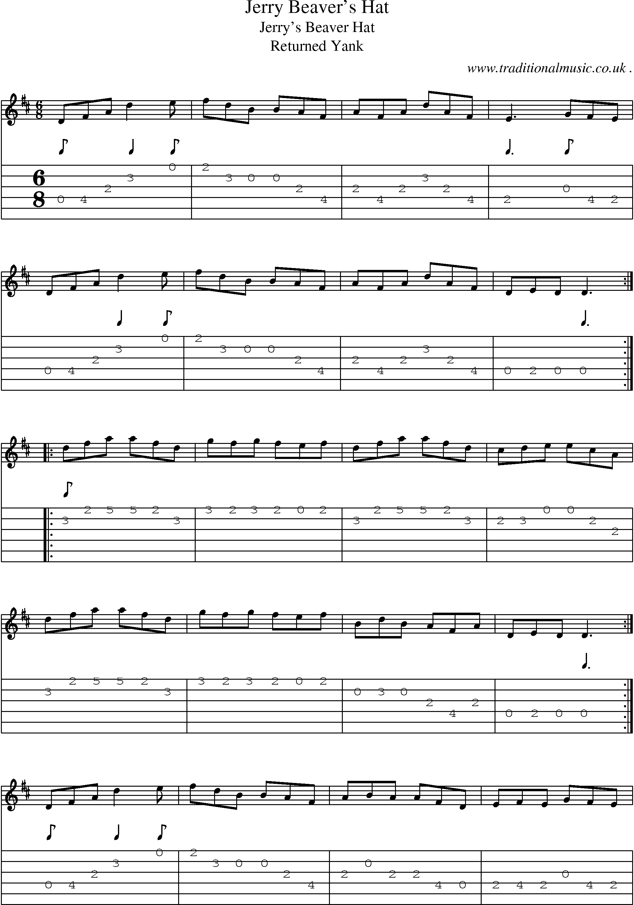 Sheet-Music and Guitar Tabs for Jerry Beavers Hat
