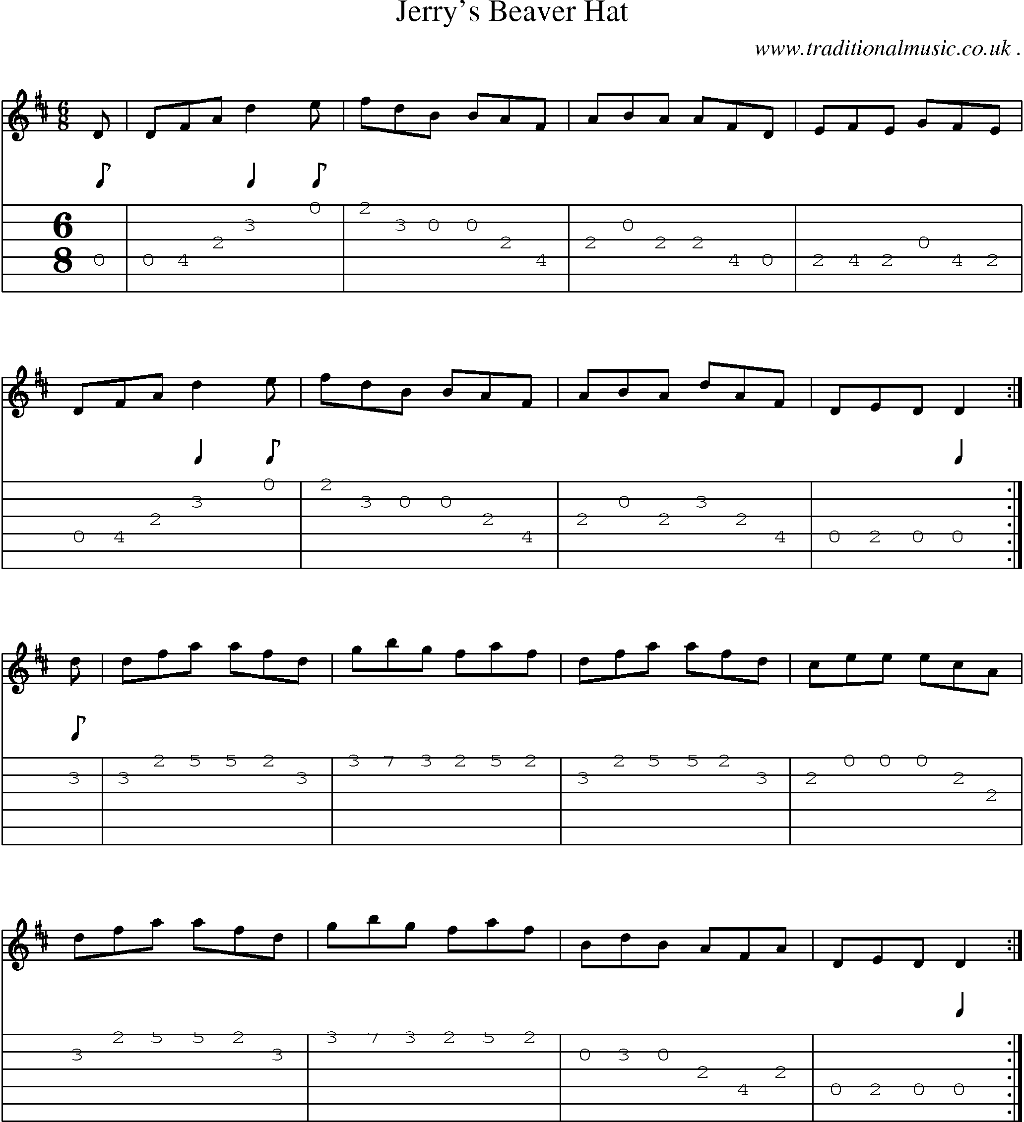 Sheet-Music and Guitar Tabs for Jerrys Beaver Hat