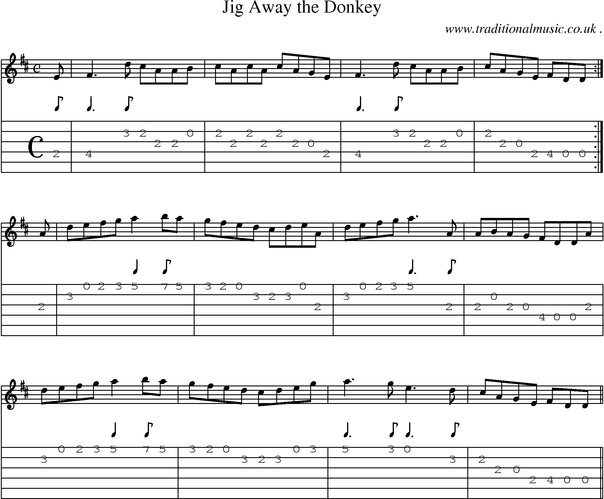 Sheet-Music and Guitar Tabs for Jig Away The Donkey