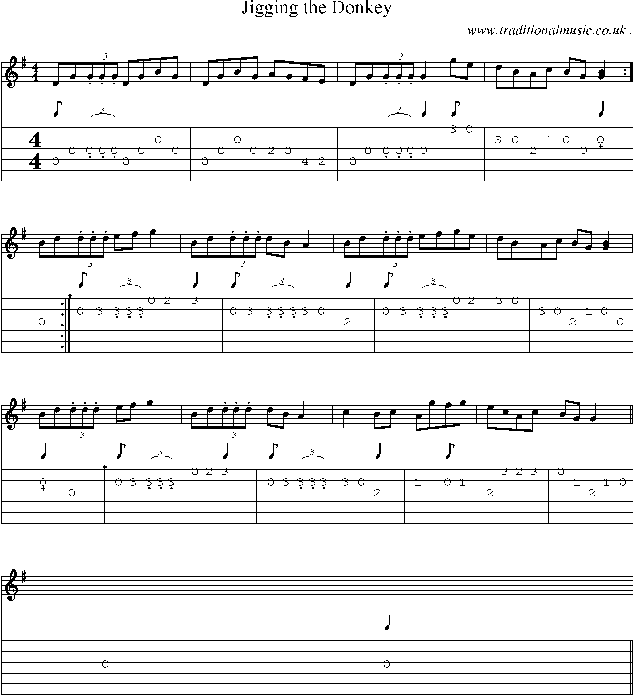 Sheet-Music and Guitar Tabs for Jigging The Donkey