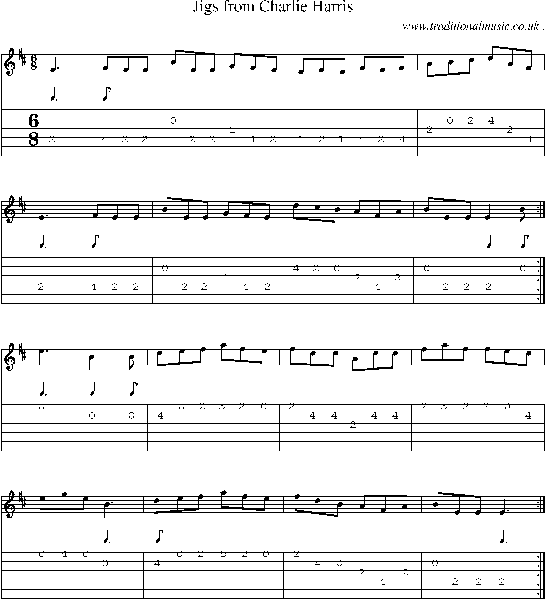 Sheet-Music and Guitar Tabs for Jigs From Charlie Harris